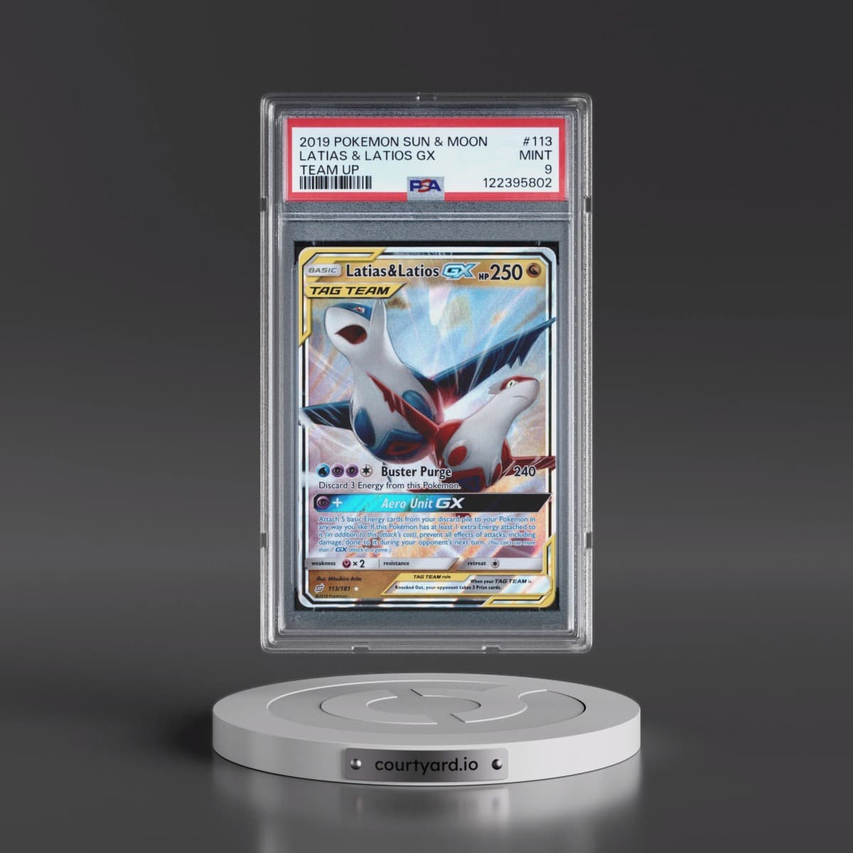 2019 Pokémon Sun & Moon Team Up #113 Latias & Latios GX - Holo (PSA 9 MINT)