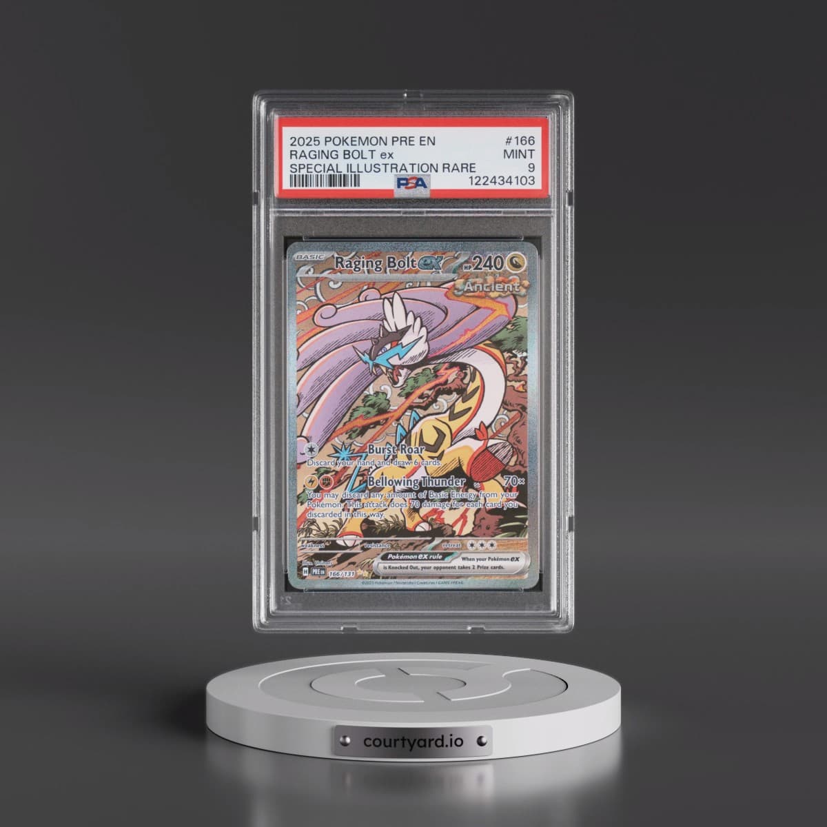 2025 Pokémon Pre EN-Prismatic Evolutions #166 Raging Bolt EX - Holo Special Illustration Rare (PSA 9 MINT)