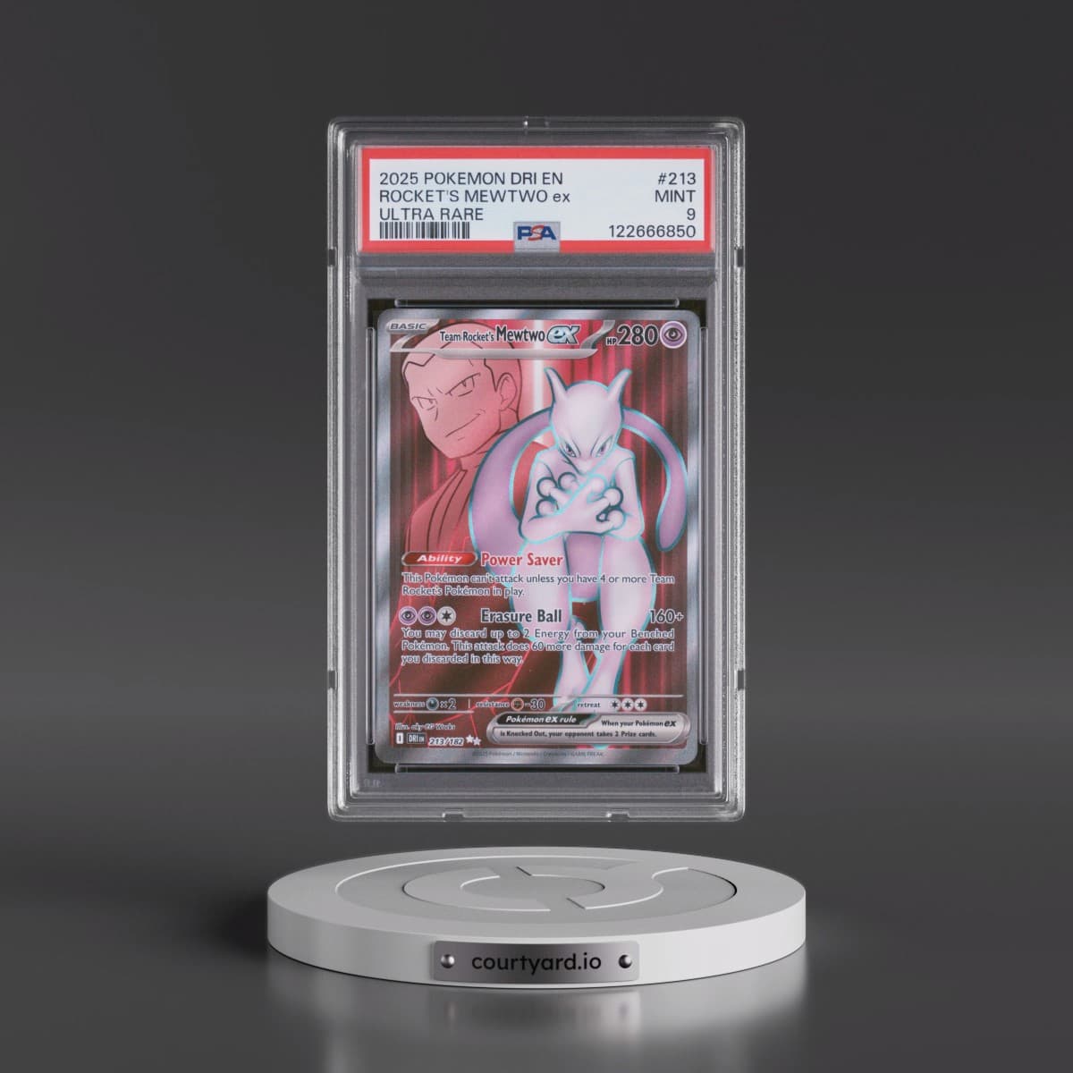 2025 Pokémon Dri EN-Destined Rivals #213 Team Rocket's Mewtwo EX - Holo Ultra Rare (PSA 9 MINT)