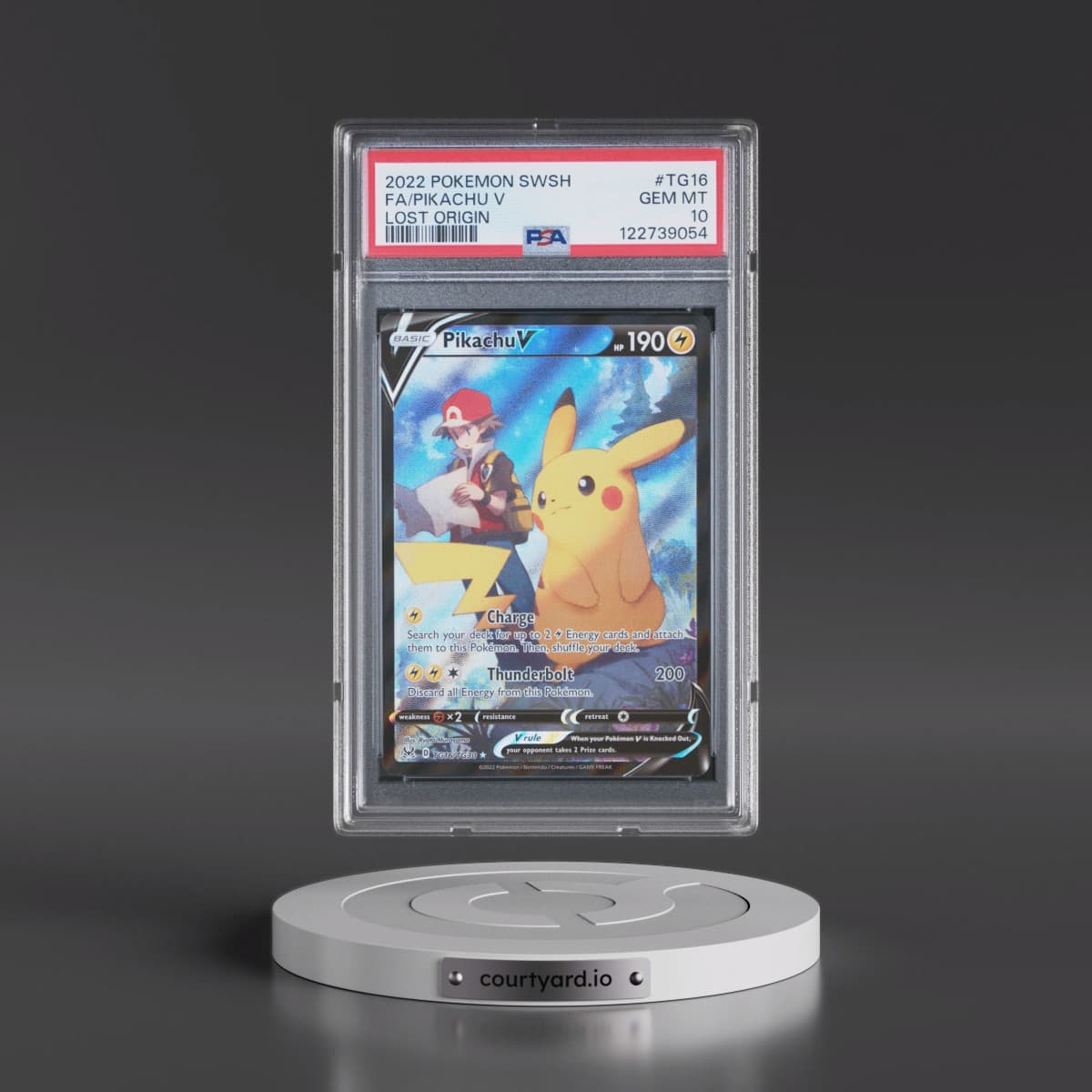 2022 Pokémon Sword & Shield Lost Origin #TG16 Pikachu V - Holo Full Art (PSA 10 GEM MINT)