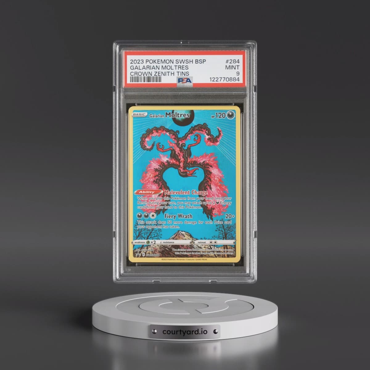 2023 Pokémon Swsh Black Star Promo #284 Galarian Moltres - Crown Zenith Tin (PSA 9 MINT)