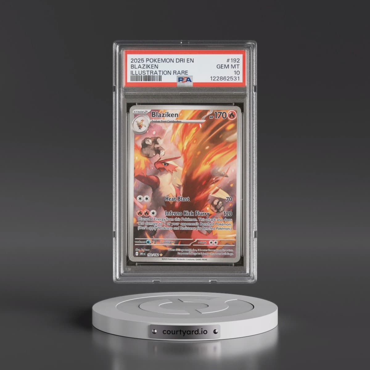 2025 Pokémon Dri EN-Destined Rivals #192 Blaziken - Illustration Rare (PSA 10 GEM MINT)