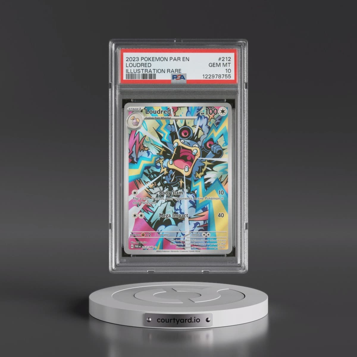 2023 Pokémon Par EN-Paradox Rift #212 Loudred - Illustration Rare (PSA 10 GEM MINT)