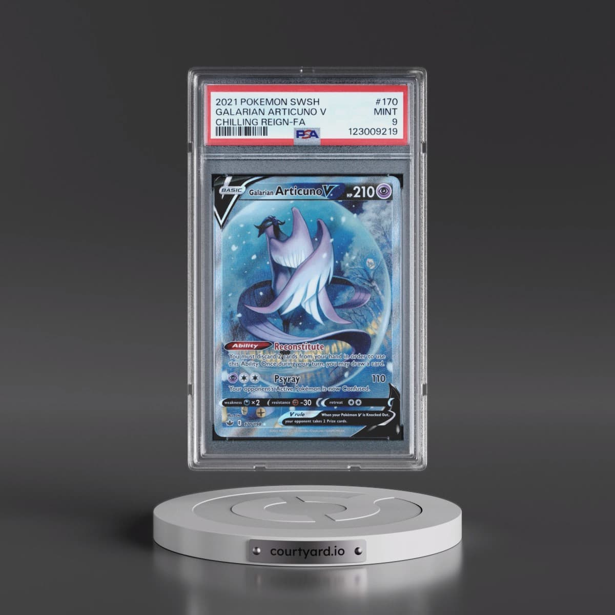 2021 Pokémon Sword & Shield Chilling Reign #170 Galarian Articuno V - Holo Full Art (PSA 9 MINT)