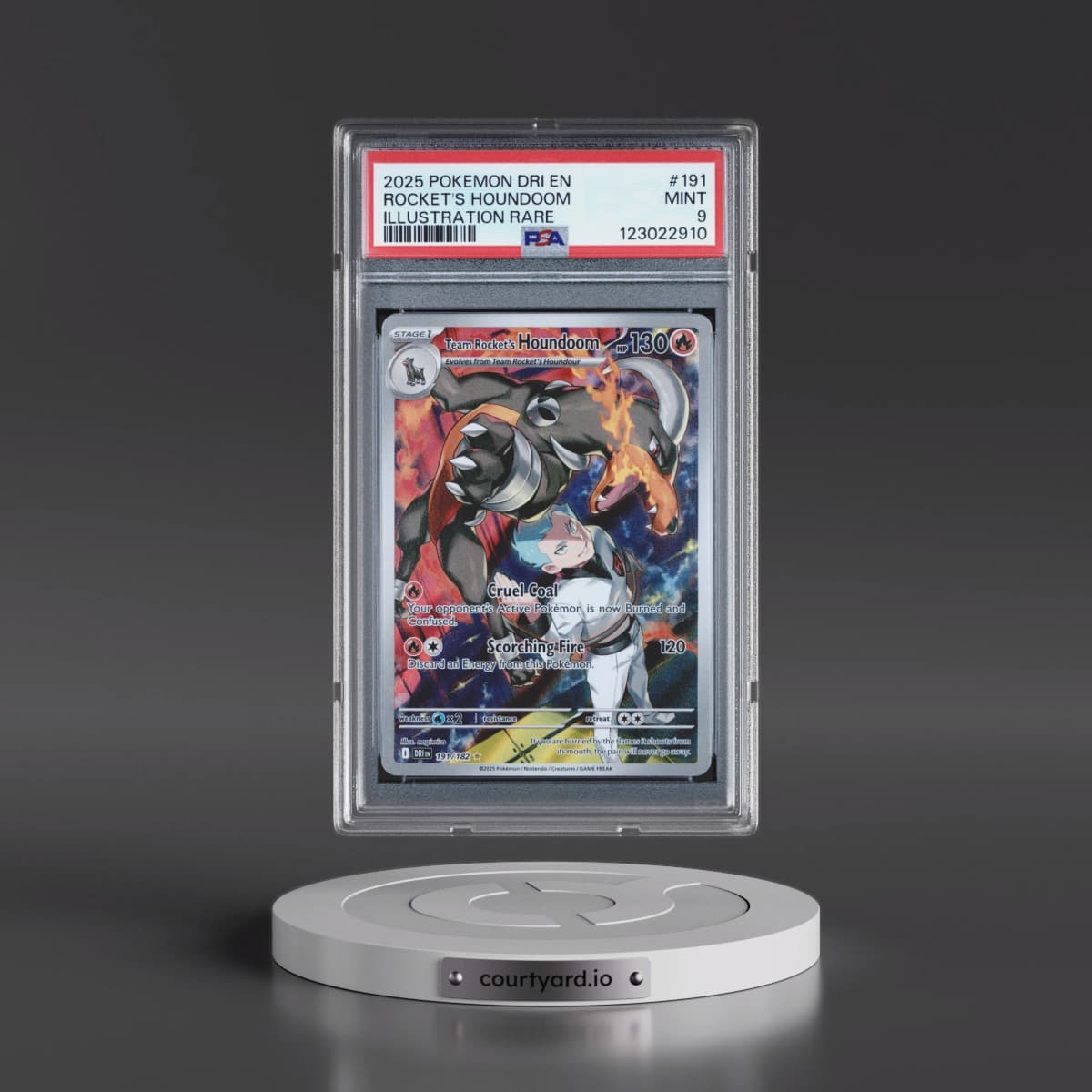2025 Pokémon Dri EN-Destined Rivals #191 Team Rocket's Houndoom - Illustration Rare (PSA 9 MINT)
