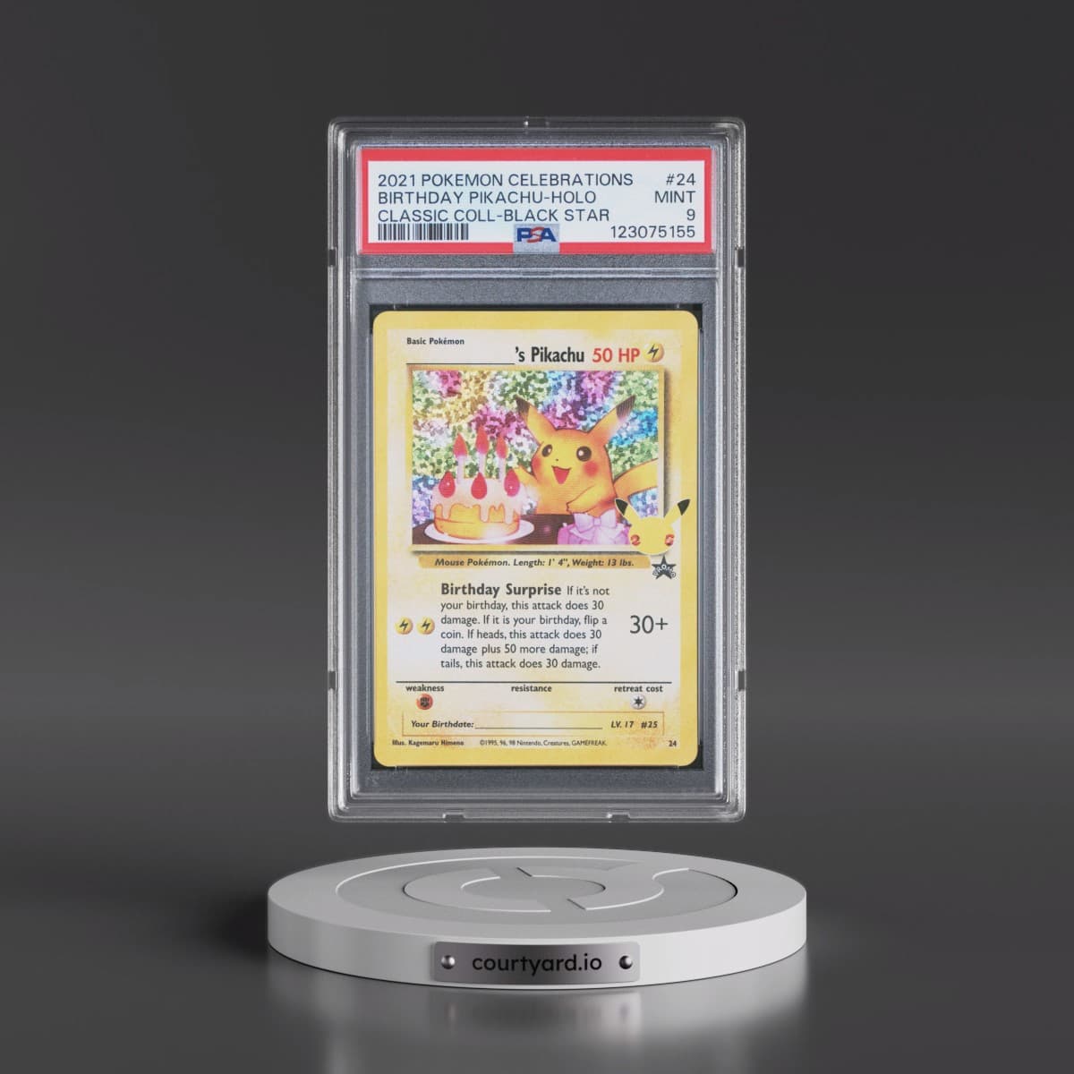 2021 Pokémon Celebrations Classic Collection #24 Birthday Pikachu - Holo (PSA 9 MINT)