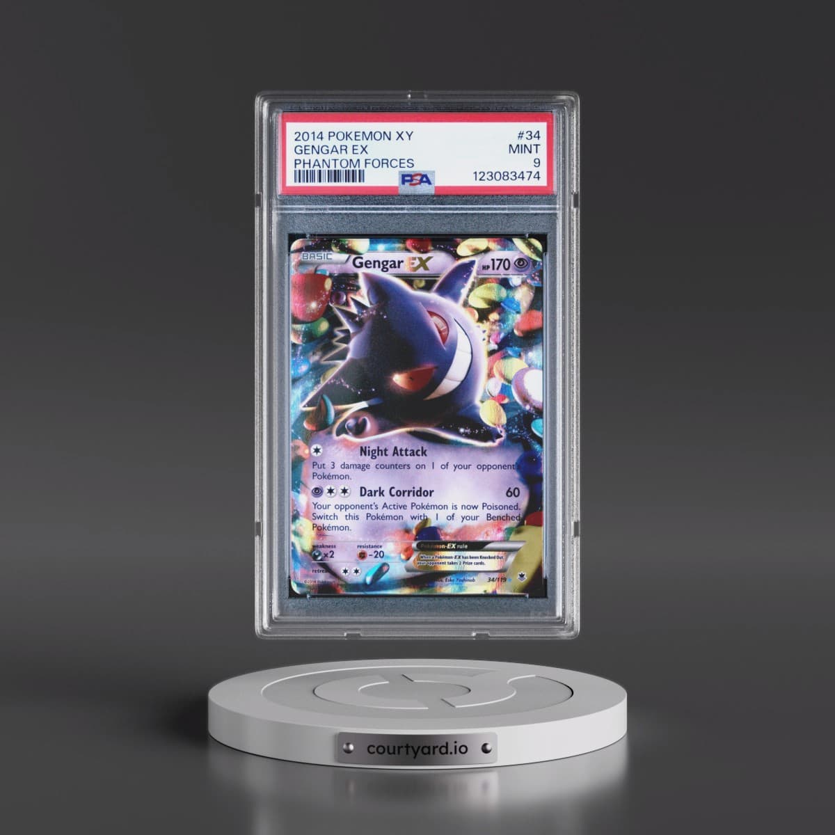 2014 Pokémon XY Phantom Forces #34 Gengar EX - Holo (PSA 9 MINT)