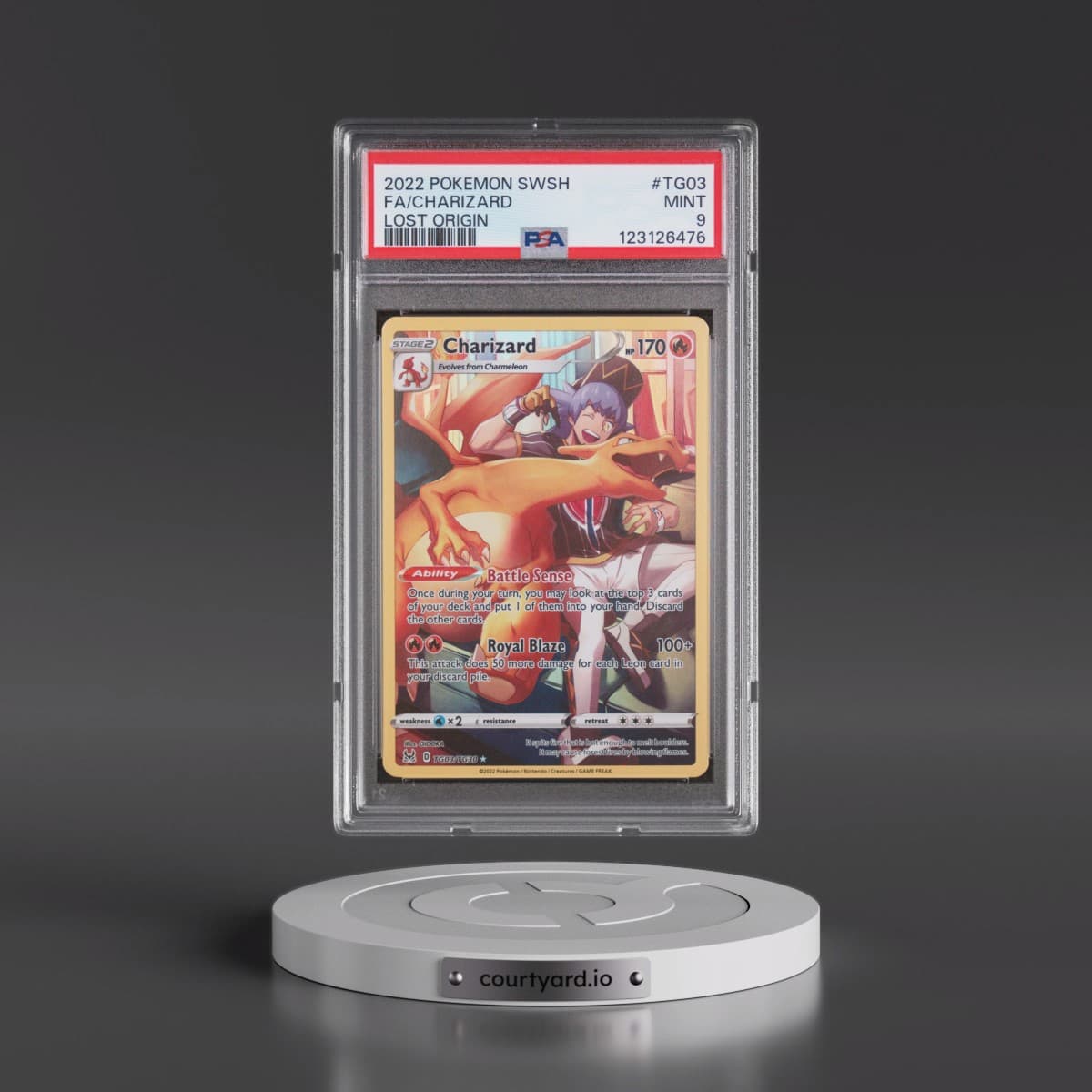 2022 Pokémon Sword & Shield Lost Origin #TG03 Charizard - Full Art (PSA 9 MINT)