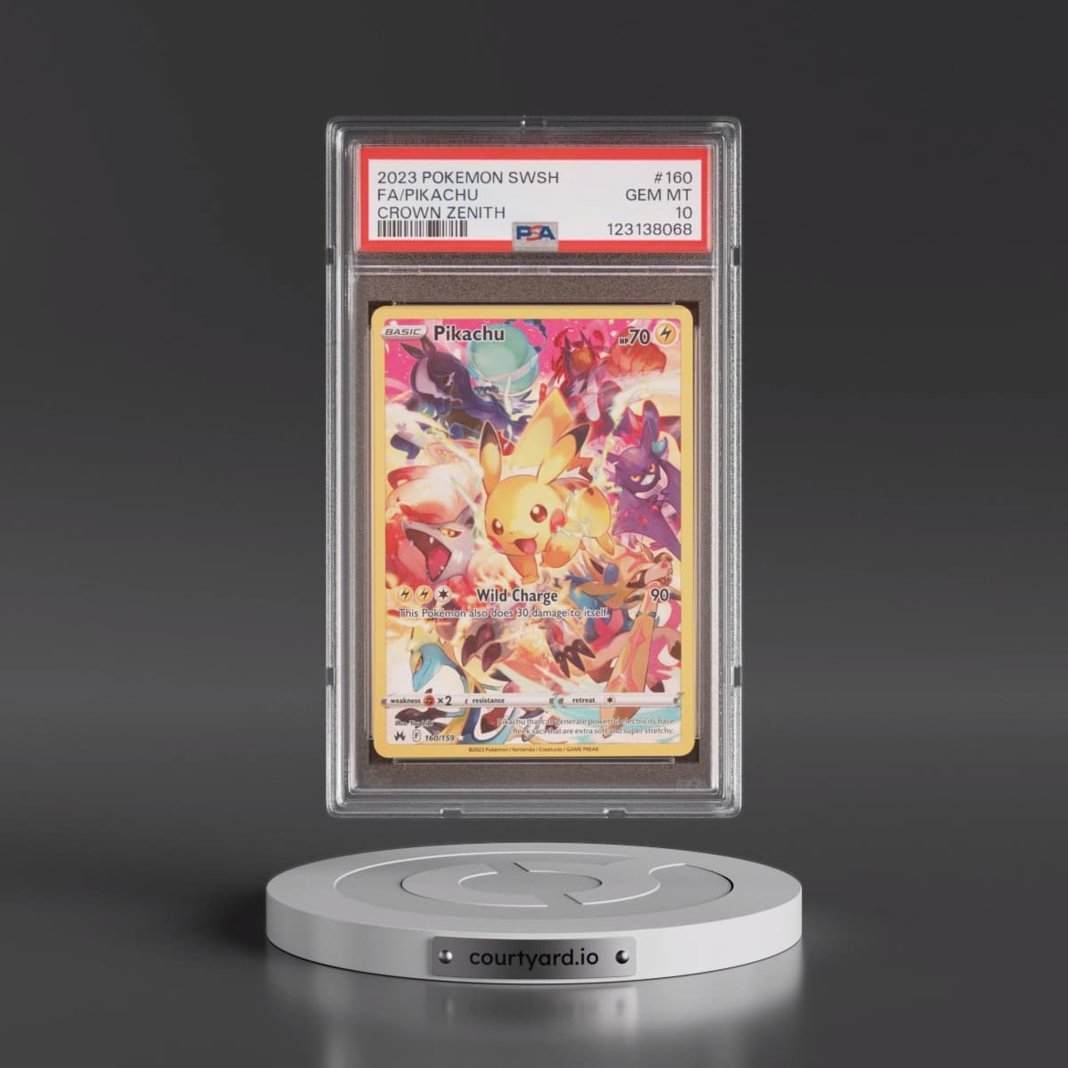 2023 Pokémon Sword and Shield Crown Zenith #160 Pikachu - Full Art (PSA 10 GEM MINT)