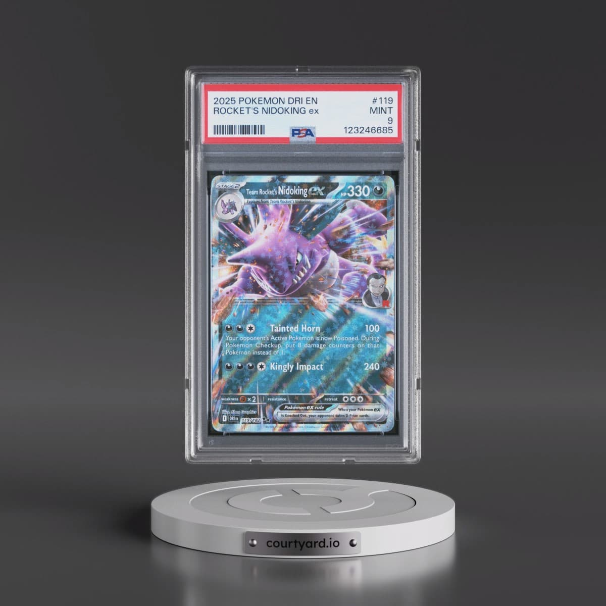 2025 Pokémon Dri EN-Destined Rivals #119 Team Rocket's Nidoking EX - Holo (PSA 9 MINT)