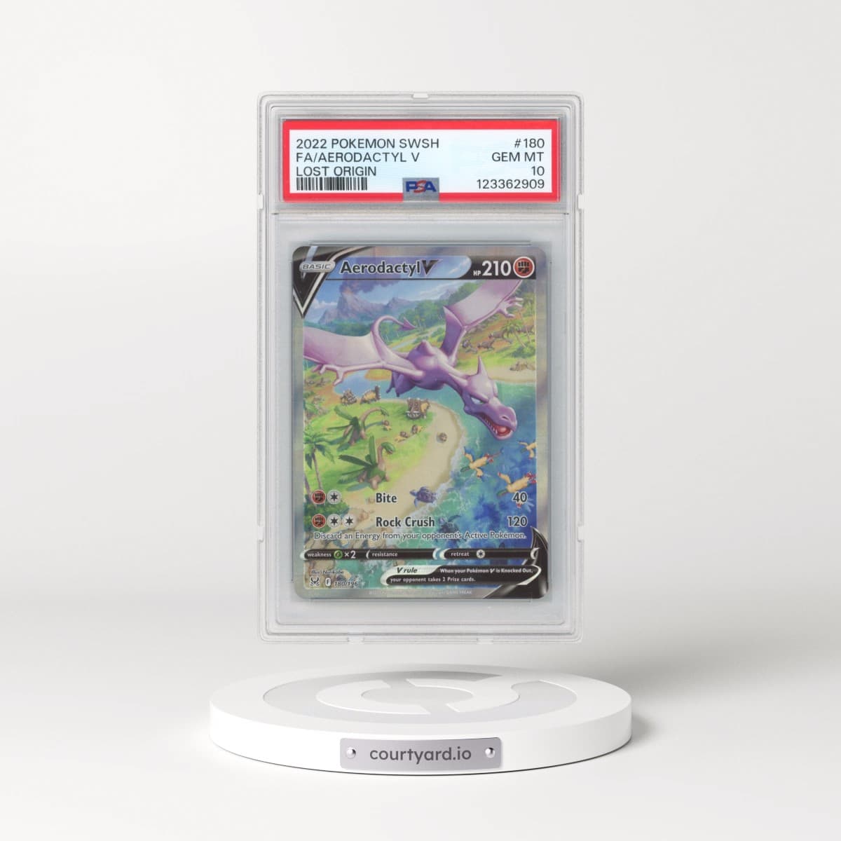 2022 Pokémon Sword & Shield Lost Origin #180 Aerodactyl V - Holo Full Art (PSA 10 GEM MINT)