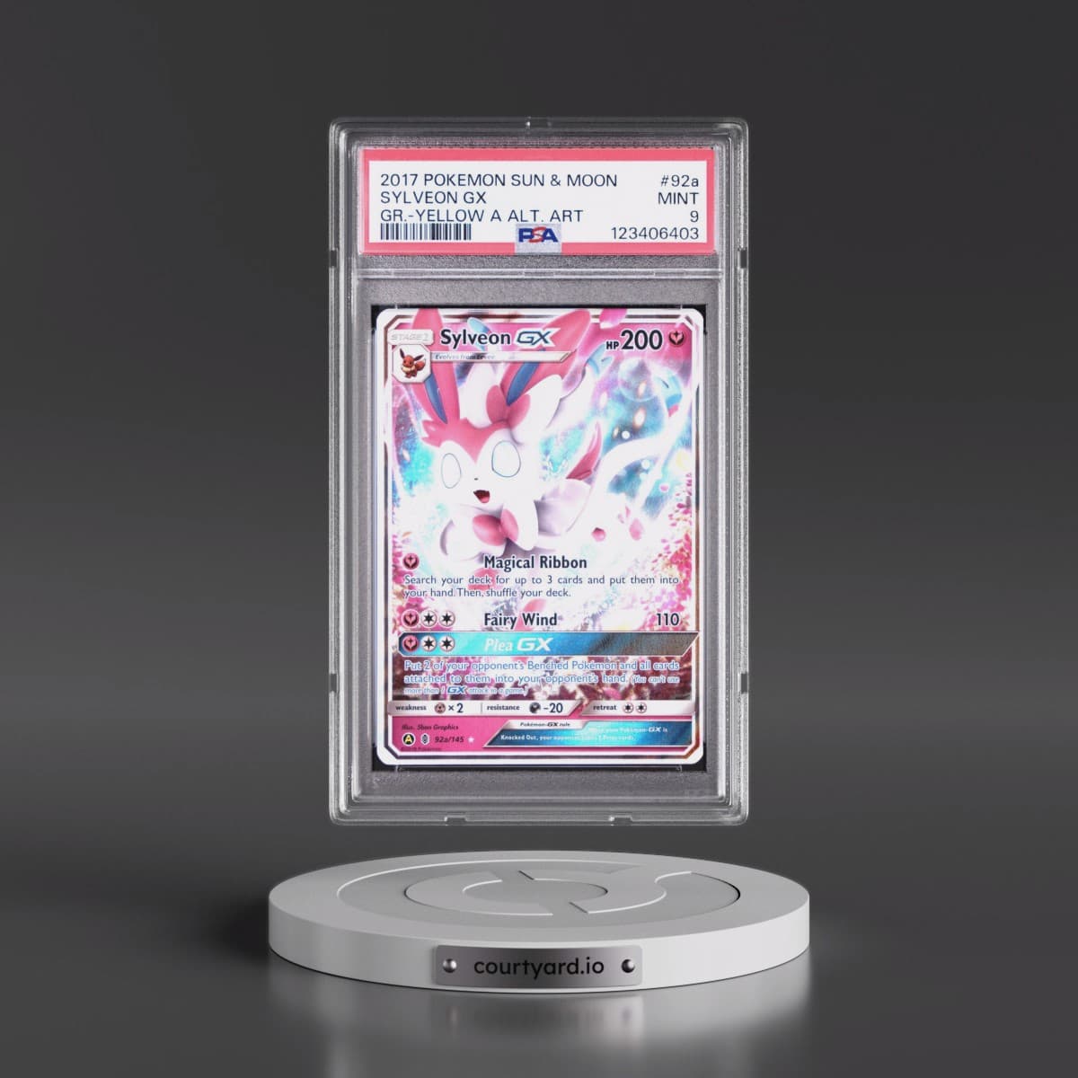 2017 Pokémon Sun & Moon Guardians Rising #92a Sylveon GX - Holo Yellow A Alternate Art (PSA 9 MINT)