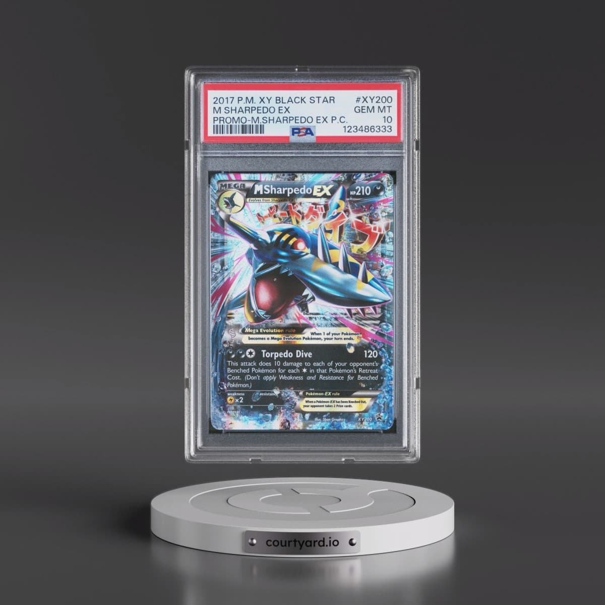 2017 Pokémon XY Black Star Promo #XY200 M Sharpedo EX - Holo Mega Sharpedo EX Premium Collection (PSA 10 GEM MINT)