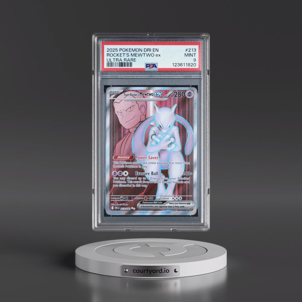 2025 Pokémon Dri EN-Destined Rivals #213 Team Rocket's Mewtwo EX - Holo Ultra Rare (PSA 9 MINT)