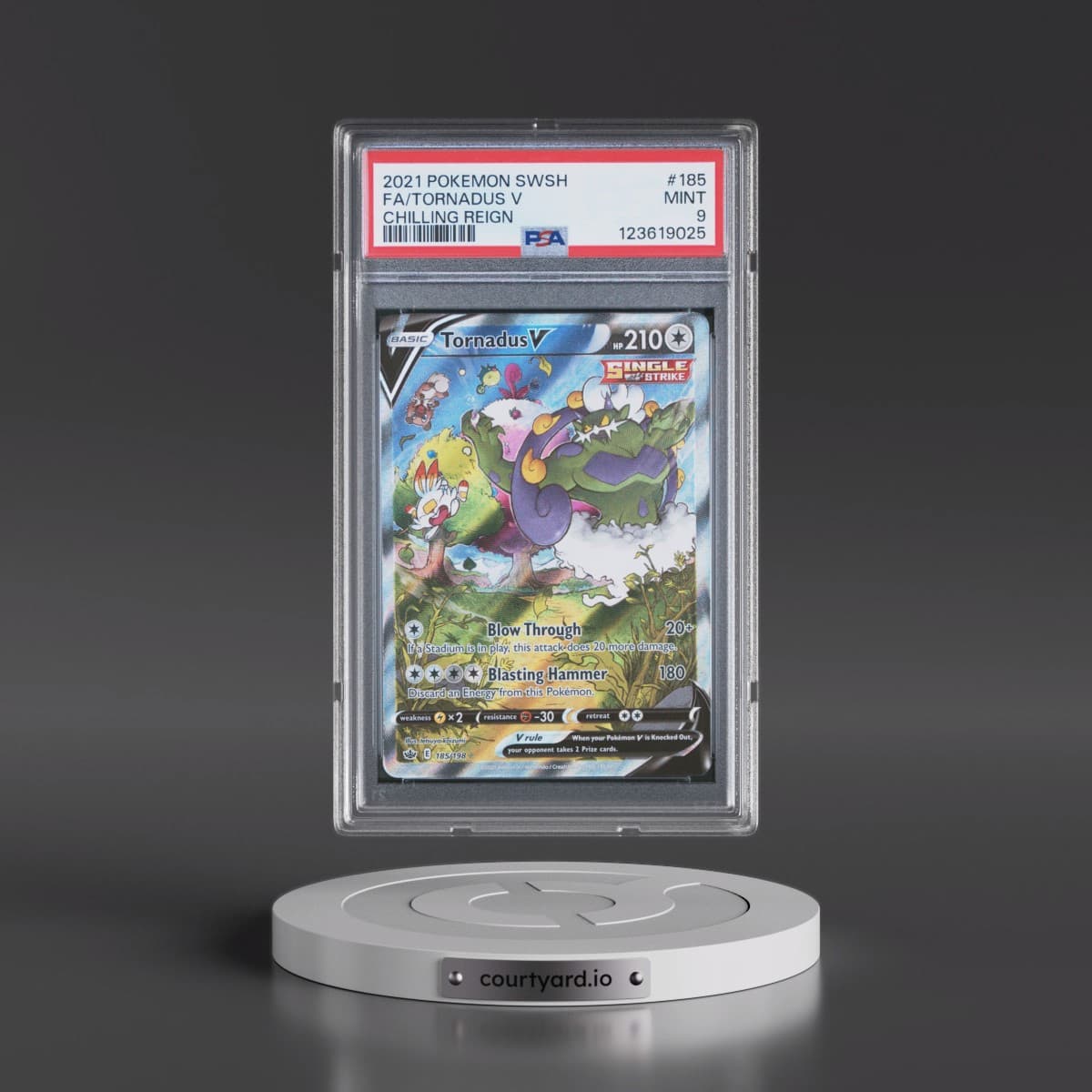 2021 Pokémon Sword & Shield Chilling Reign #185 Tornadus V - Holo Full Art (PSA 9 MINT)
