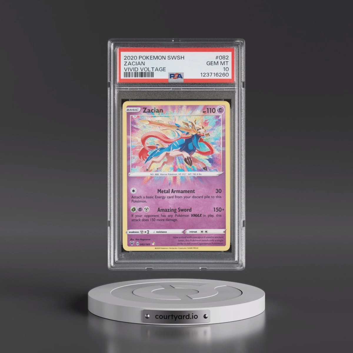 2020 Pokémon Sword & Shield Vivid Voltage #082 Zacian (PSA 10 GEM MINT)