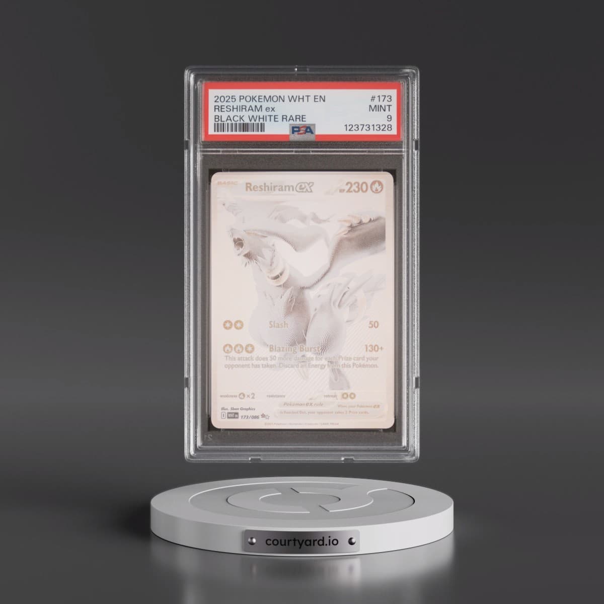 2025 Pokémon Wht EN-White Flare #173 Reshiram EX - Holo Black White Rare (PSA 9 MINT)