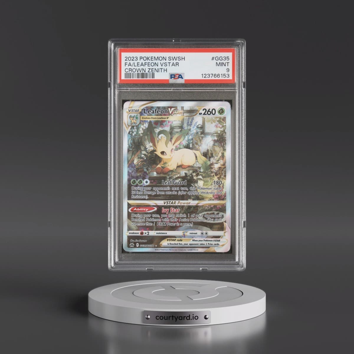2023 Pokémon Sword and Shield Crown Zenith #GG35 Leafeon Vstar - Full Art (PSA 9 MINT)