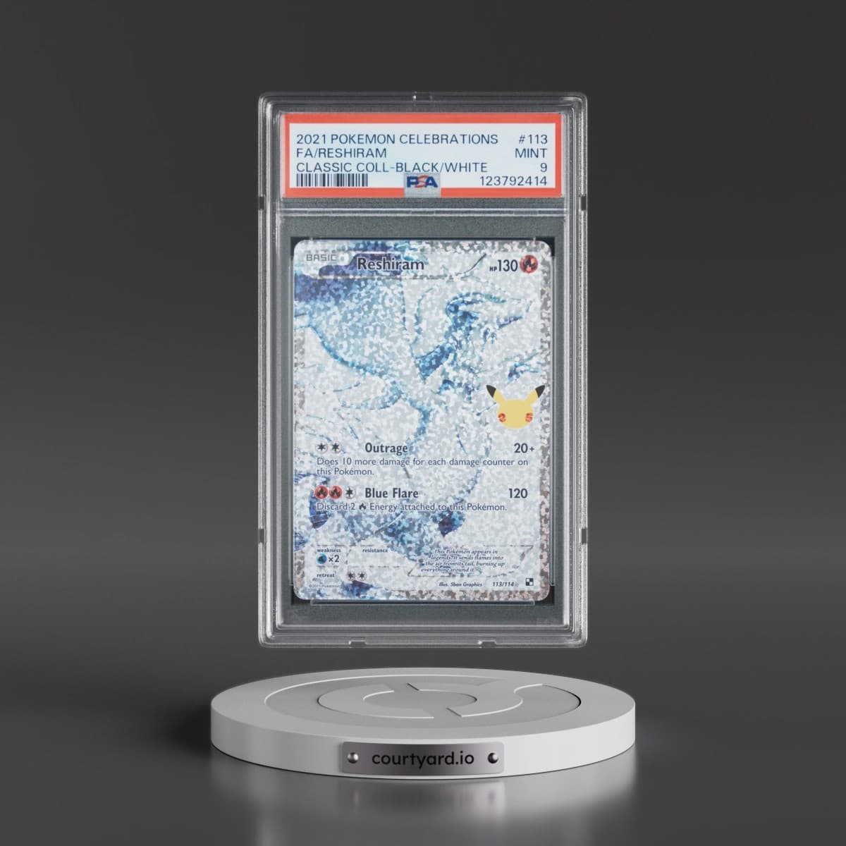 2021 Pokémon Celebrations Classic Collection #113 Reshiram - Full Art (PSA 9 MINT)