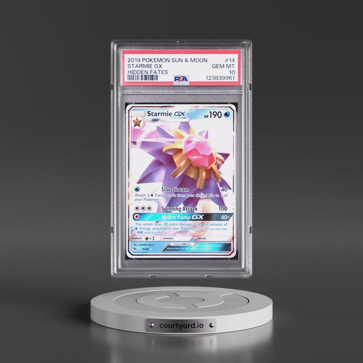 2019 Pokémon Sun & Moon Hidden Fates #14 Starmie GX - Holo (PSA 10 GEM MINT)