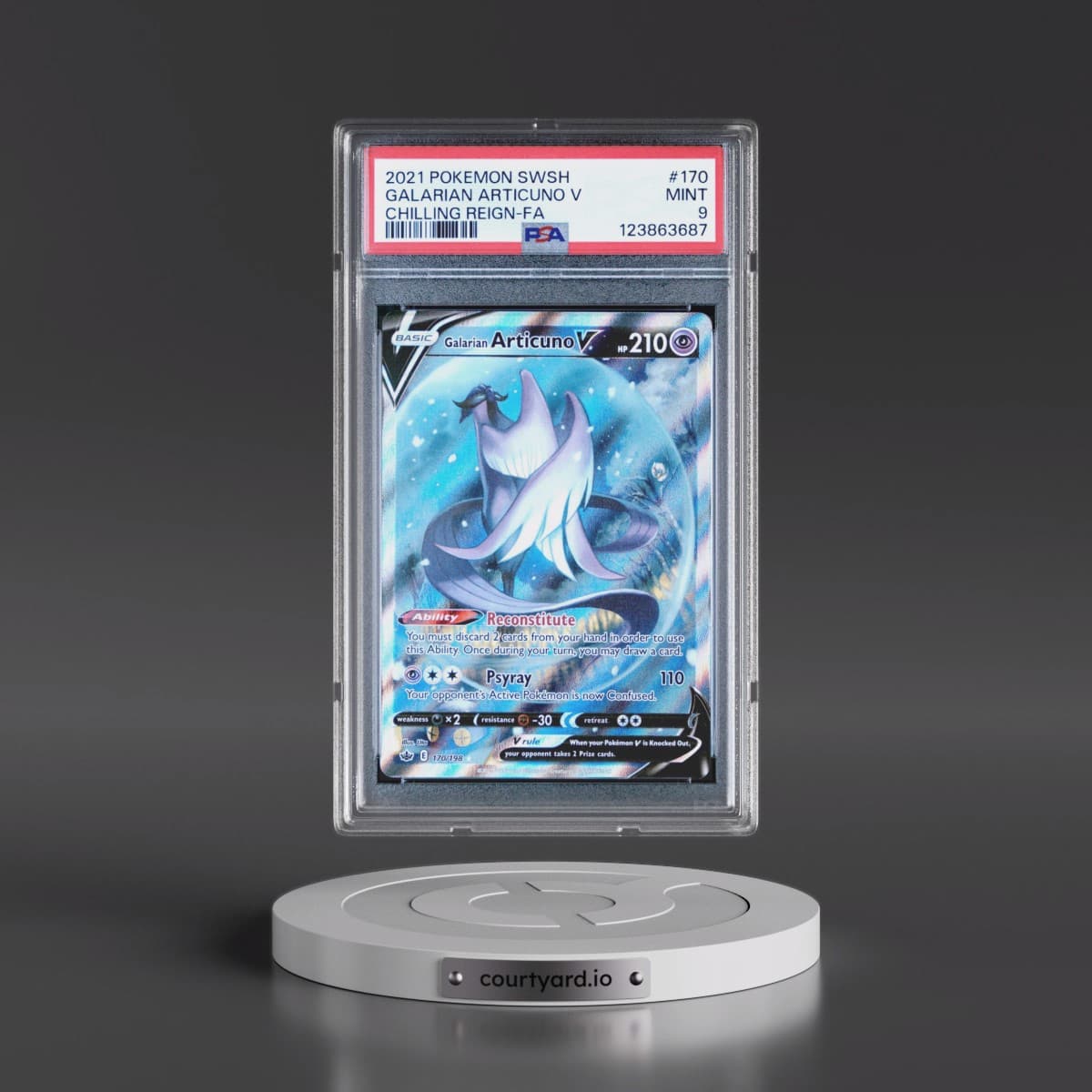 2021 Pokémon Sword & Shield Chilling Reign #170 Galarian Articuno V - Holo Full Art (PSA 9 MINT)