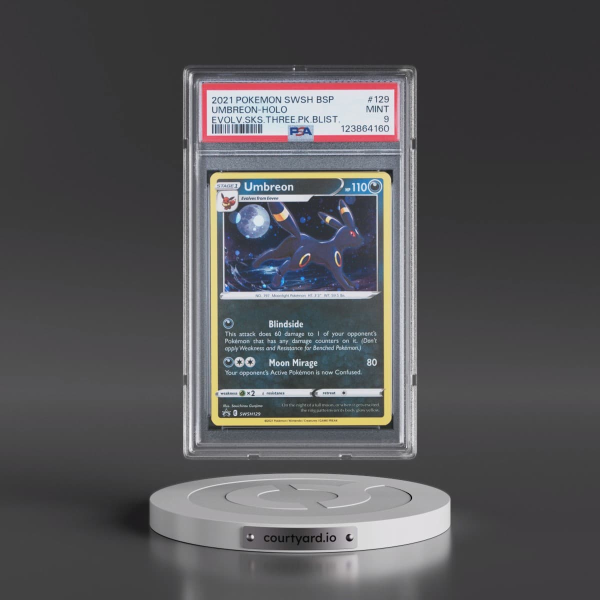 2021 Pokémon Swsh Black Star Promo #129 Umbreon - Holo Evolving Skies Three Pack Blisters (PSA 9 MINT)