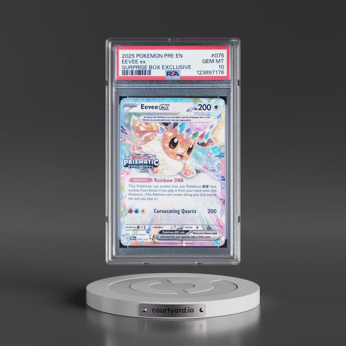 2025 Pokémon Pre EN-Prismatic Evolutions #075 Eevee EX - Holo Surprise Box Exclusive (PSA 10 GEM MINT)