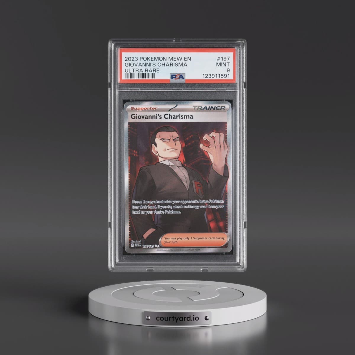 2023 Pokémon Mew EN-151 #197 Giovanni's Charisma - Ultra Rare (PSA 9 MINT)
