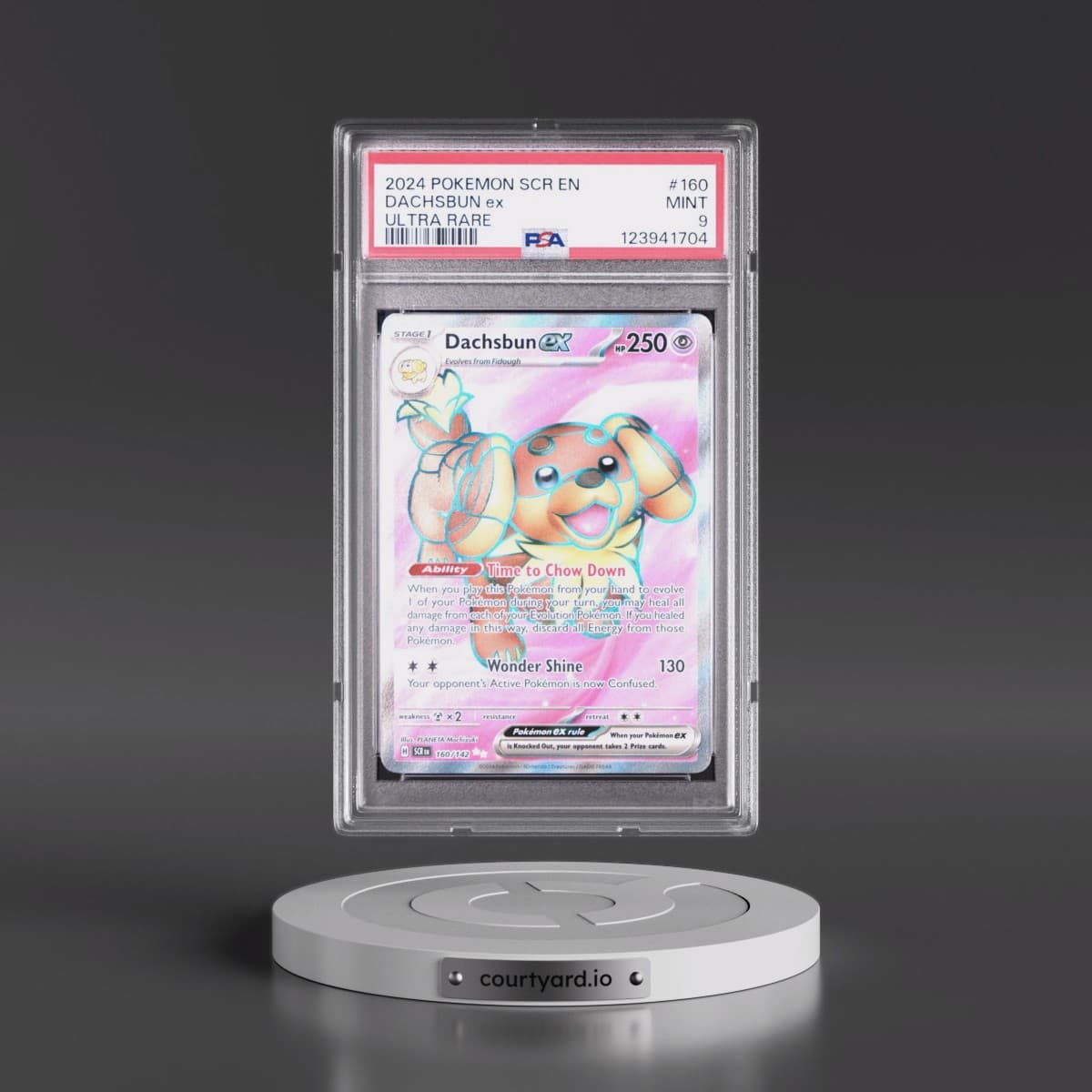 2024 Pokémon Scr EN-Stellar Crown #160 Dachsbun EX - Holo Ultra Rare (PSA 9 MINT)
