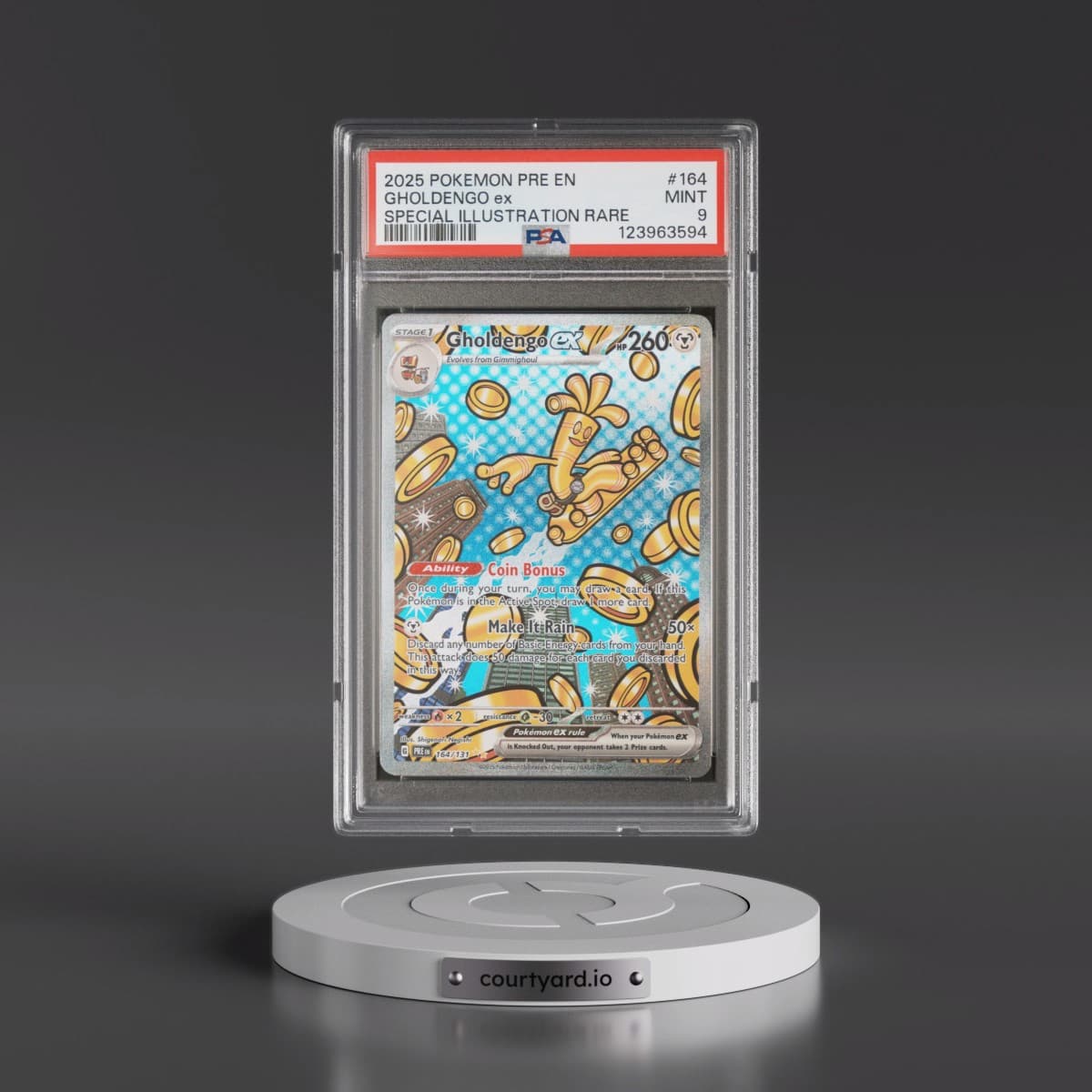2025 Pokémon Pre EN-Prismatic Evolutions #164 Gholdengo EX - Holo Special Illustration Rare (PSA 9 MINT)