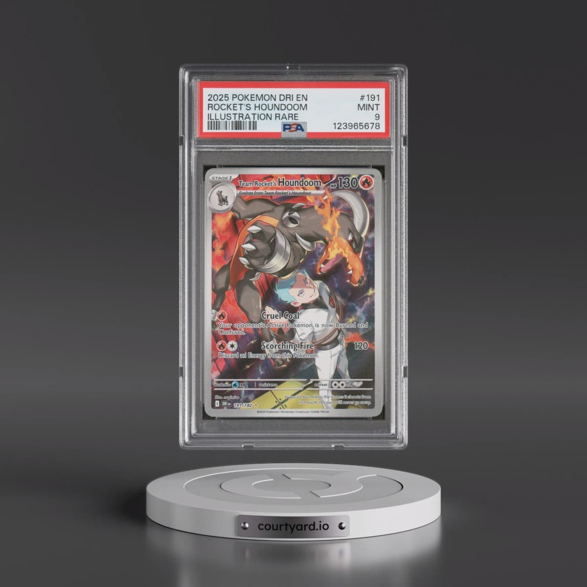 2025 Pokémon Dri EN-Destined Rivals #191 Team Rocket's Houndoom - Illustration Rare (PSA 9 MINT)