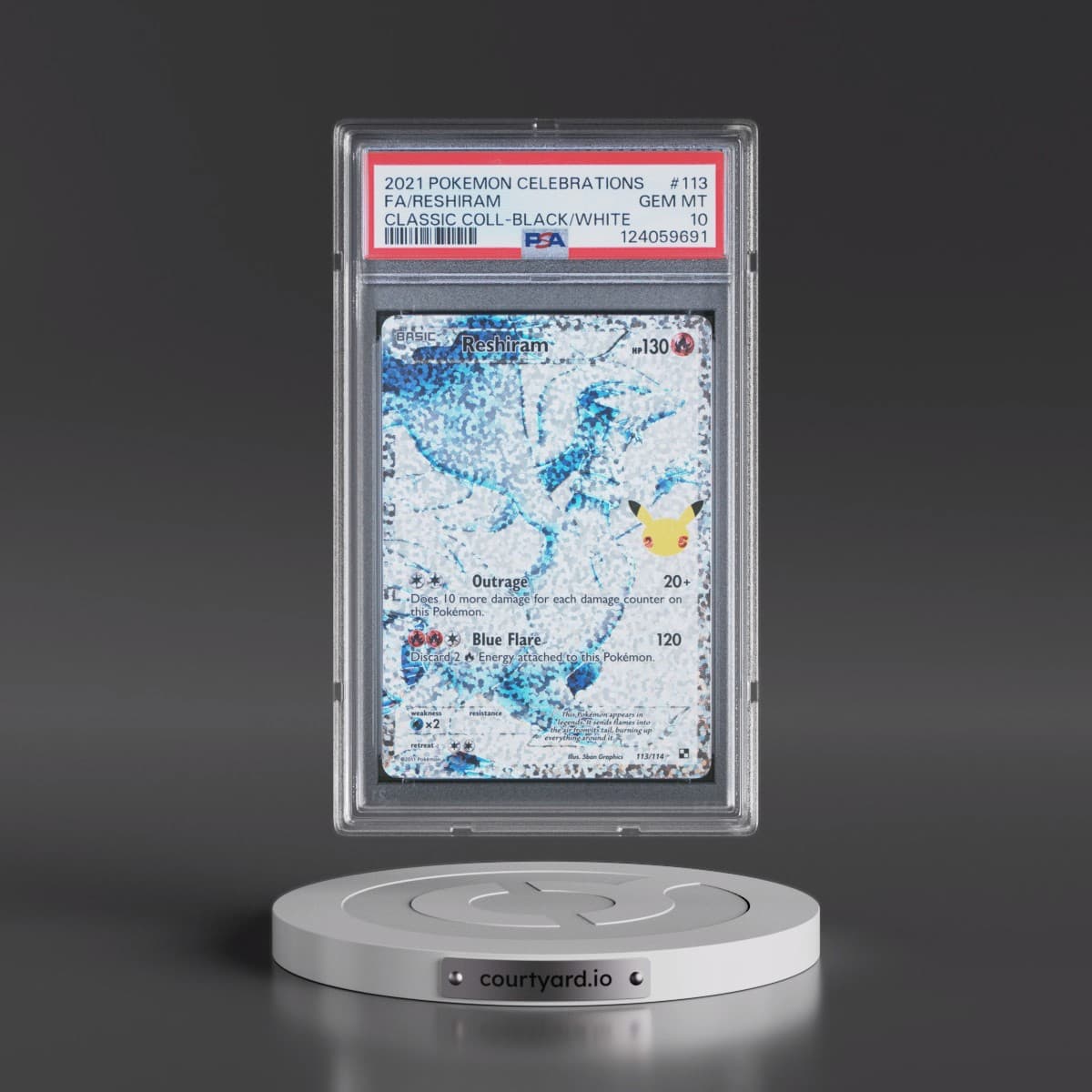 2021 Pokémon Celebrations Classic Collection #113 Reshiram - Full Art (PSA 10 GEM MINT)