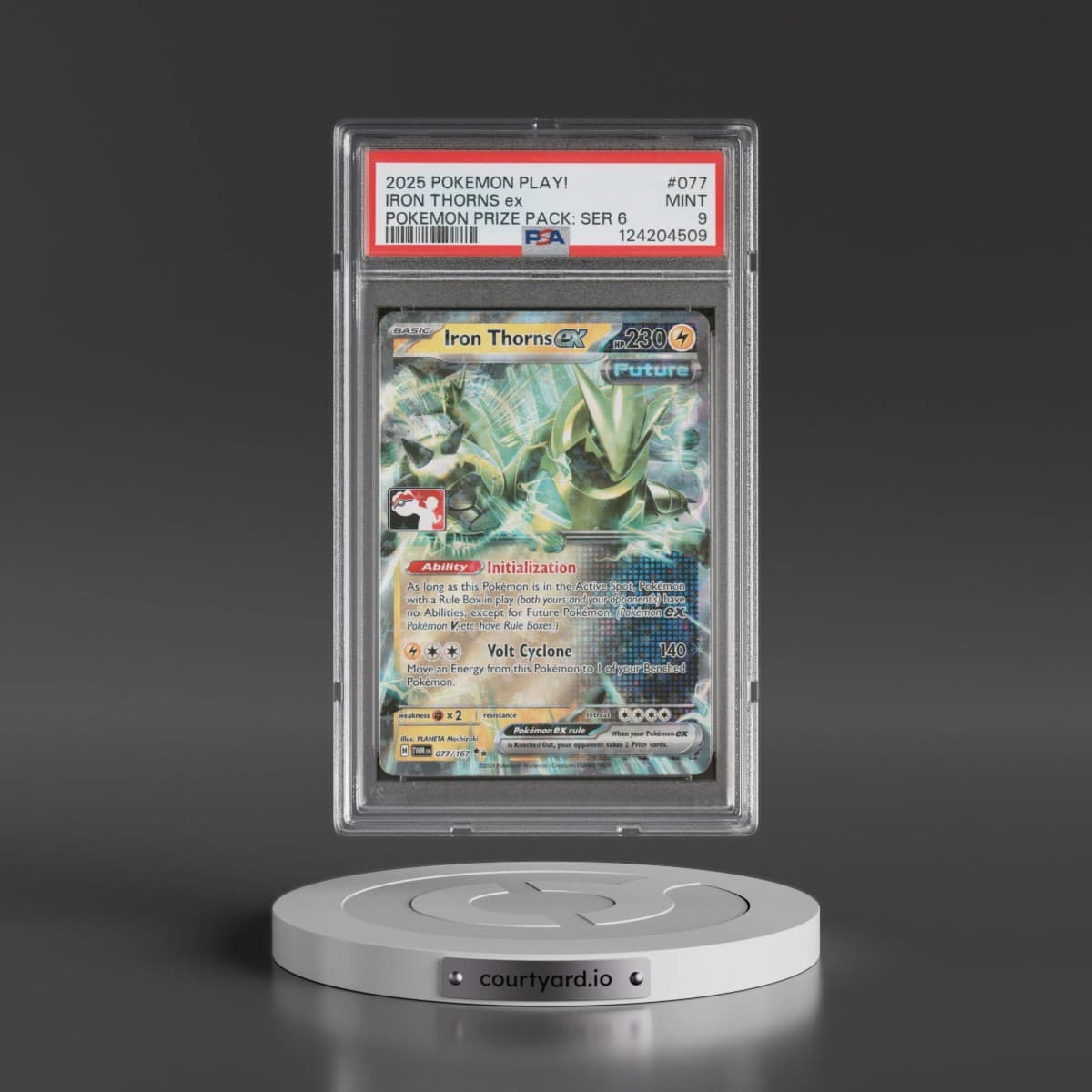 2025 Pokémon Play! Pokemon Prize Pack: Series 6 #077 Iron Thorns EX - Holo (PSA 9 MINT)