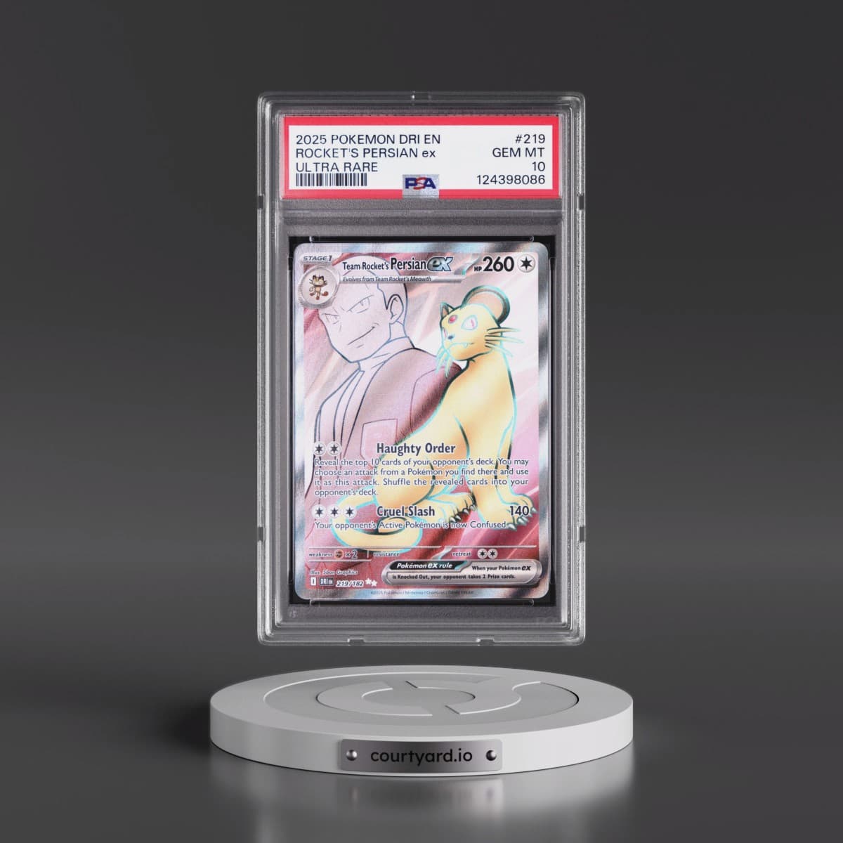 2025 Pokémon Dri EN-Destined Rivals #219 Team Rocket's Persian EX - Holo Ultra Rare (PSA 10 GEM MINT)