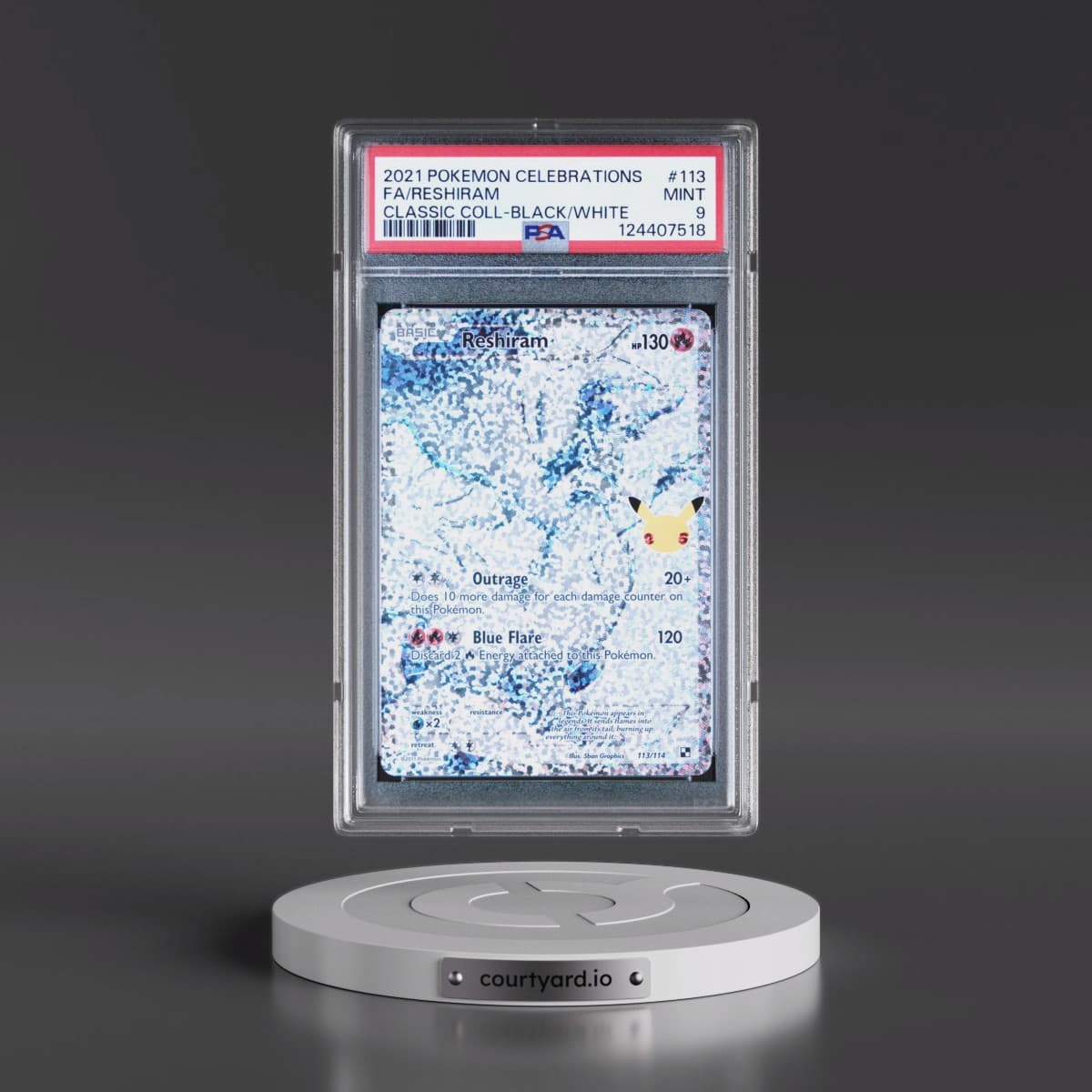 2021 Pokémon Celebrations Classic Collection #113 Reshiram - Full Art (PSA 9 MINT)