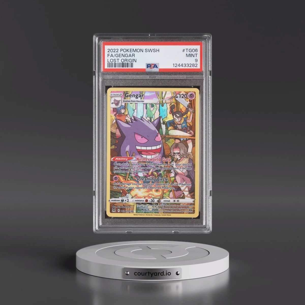 2022 Pokémon Sword & Shield Lost Origin #TG06 Gengar - Full Art (PSA 9 MINT)