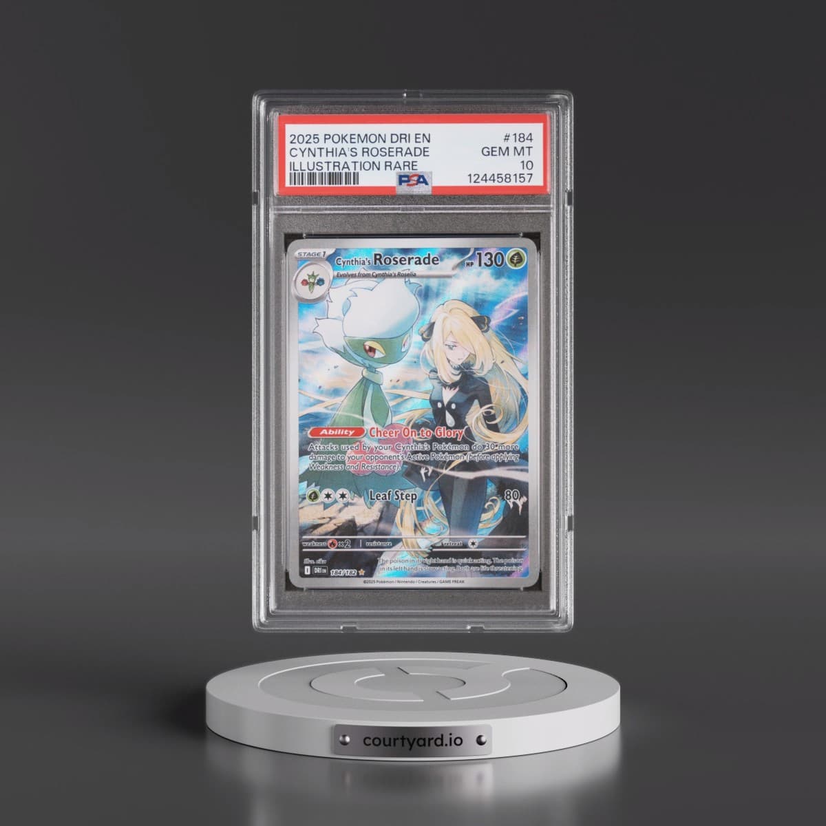 2025 Pokémon Dri EN-Destined Rivals #184 Cynthia's Roserade - Illustration Rare (PSA 10 GEM MINT)