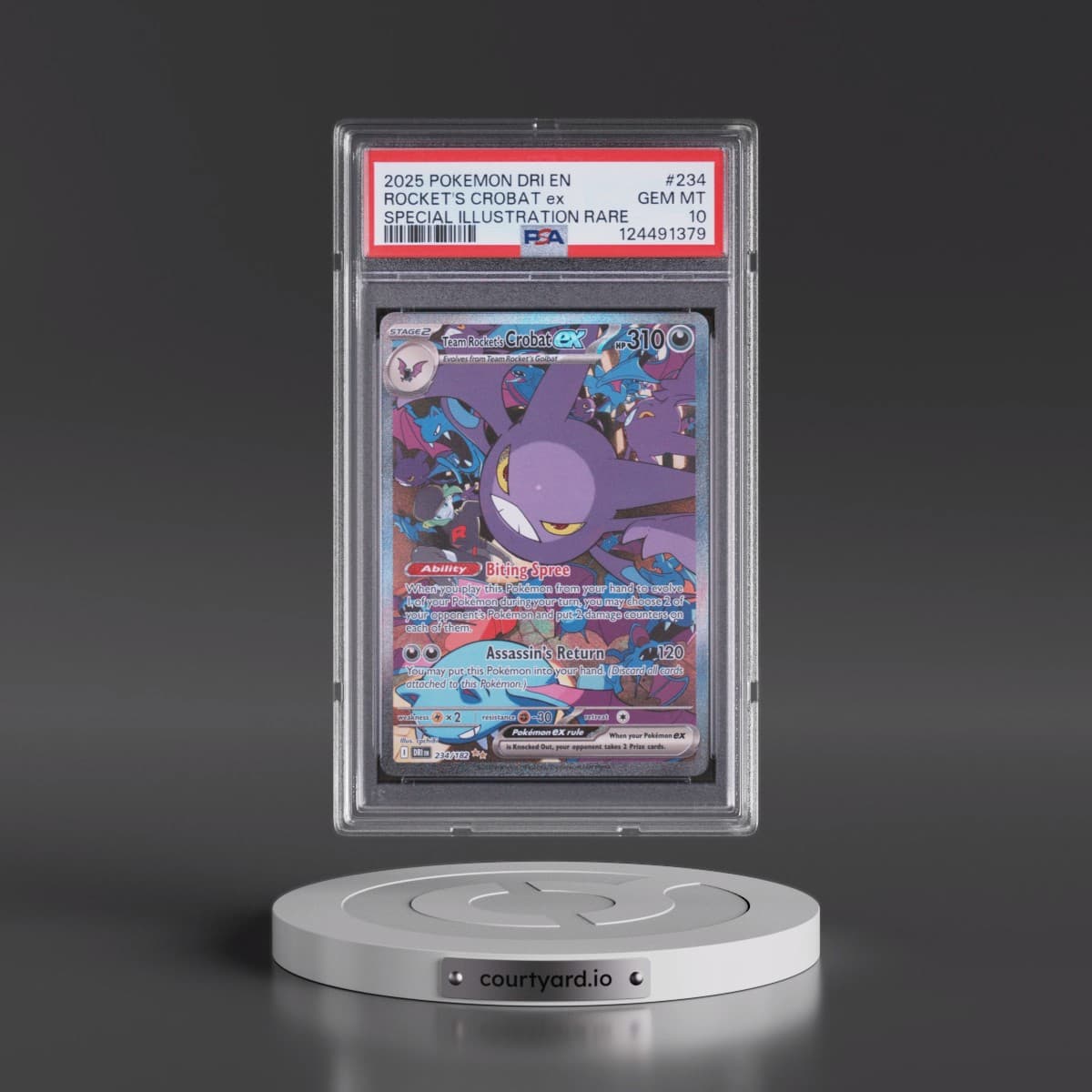 2025 Pokémon Dri EN-Destined Rivals #234 Team Rocket's Crobat EX - Holo Special Illustration Rare (PSA 10 GEM MINT)