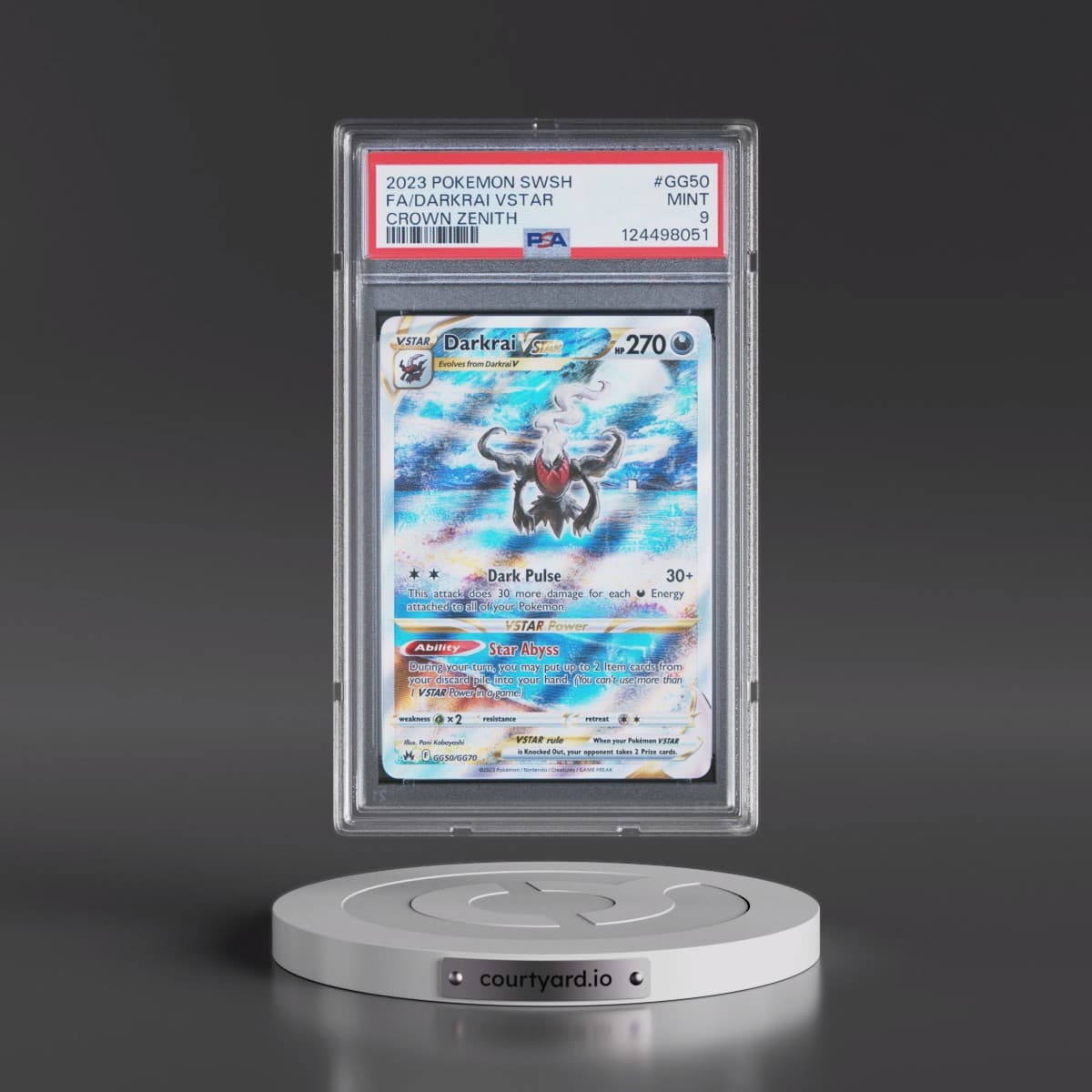2023 Pokémon Sword and Shield Crown Zenith #GG50 Darkrai Vstar - Full Art (PSA 9 MINT)