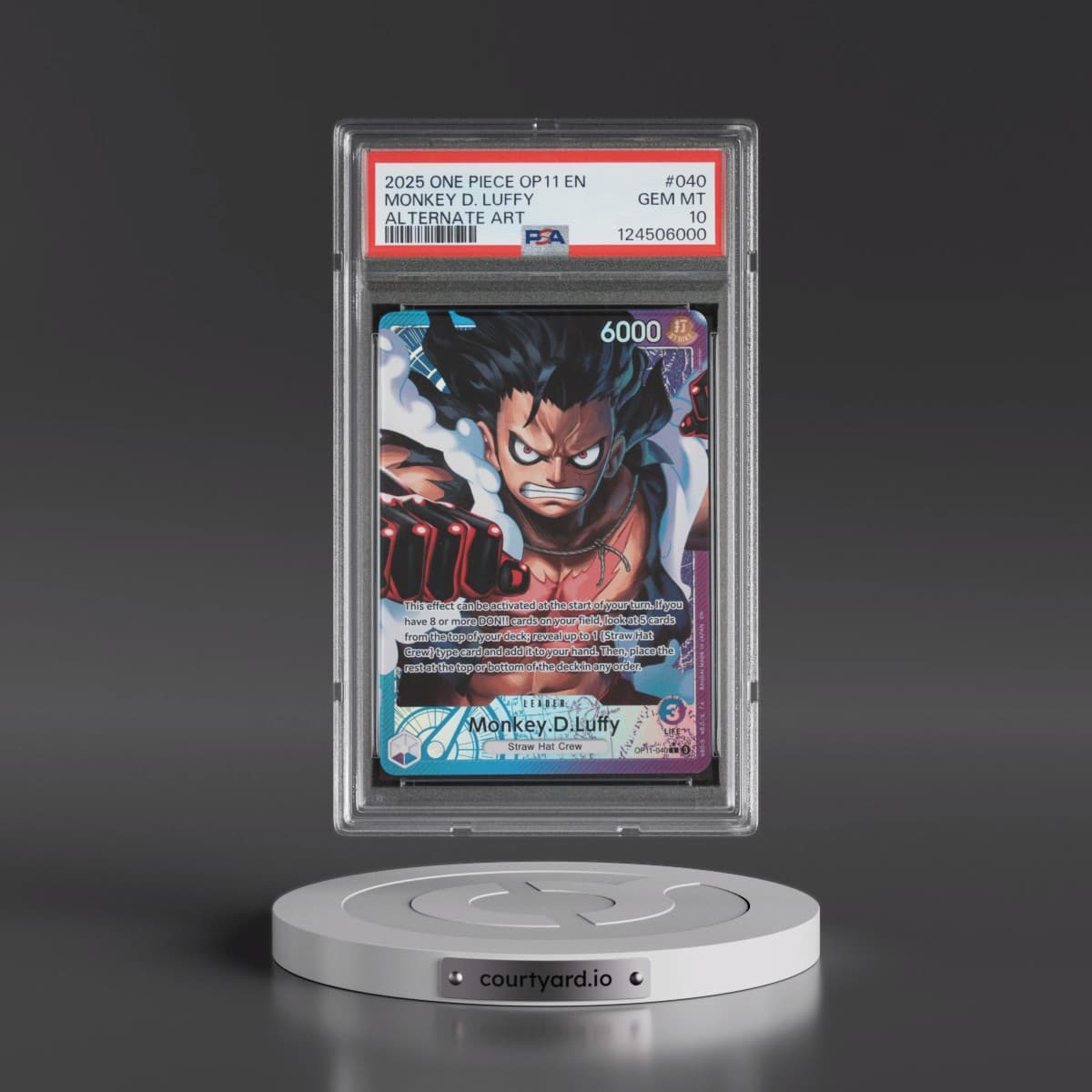 2025 One Piece OP11-A Fist of Divine Speed #040 Monkey D. Luffy - Alternate Art (PSA 10 GEM MINT)