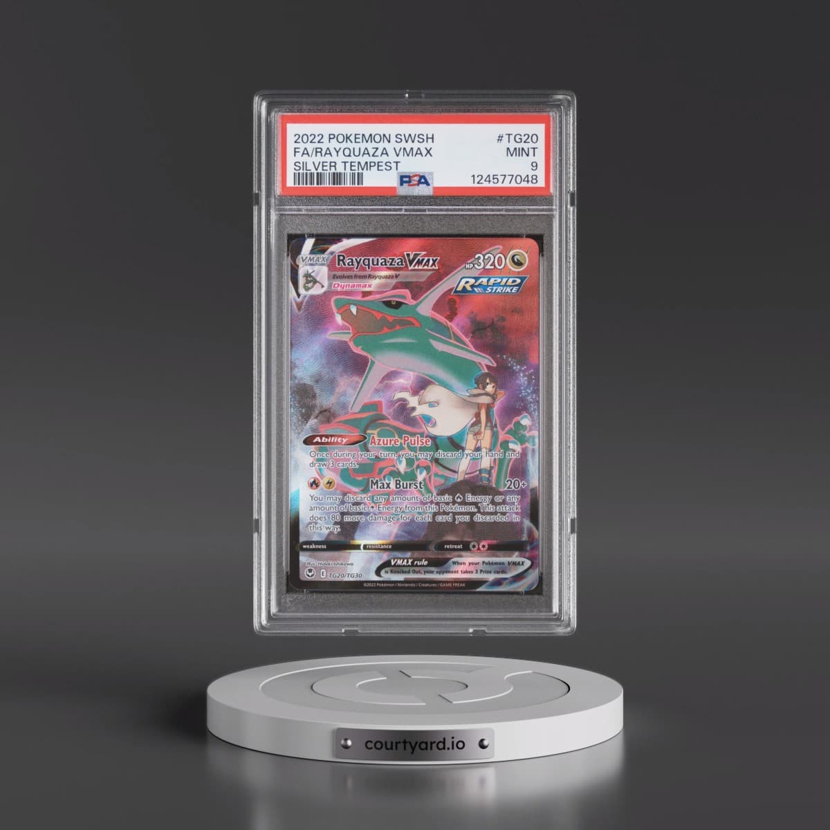 2022 Pokémon Sword & Shield Silver Tempest #TG20 Rayquaza Vmax - Full Art (PSA 9 MINT)