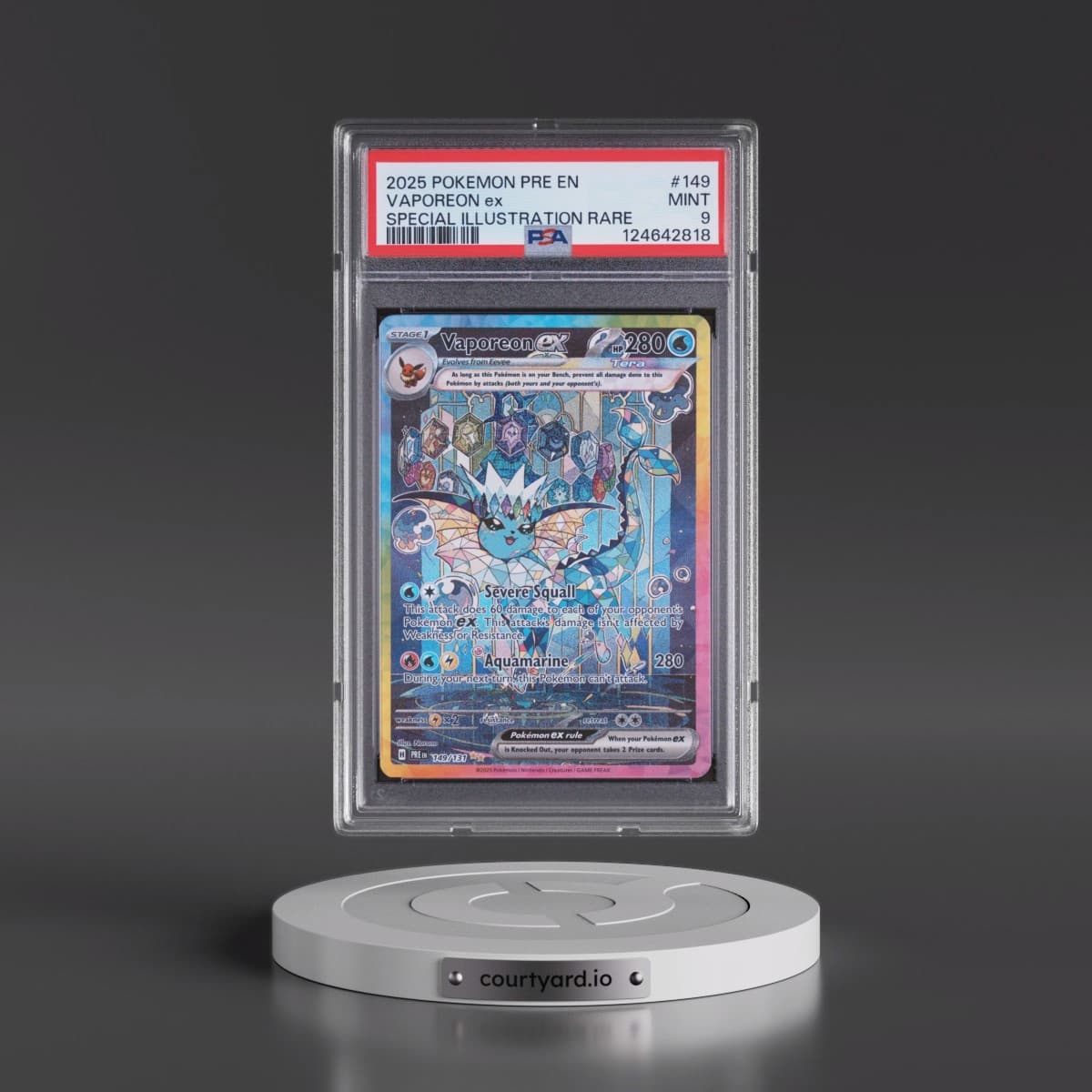 2025 Pokémon Pre EN-Prismatic Evolutions #149 Vaporeon EX - Holo Special Illustration Rare (PSA 9 MINT)