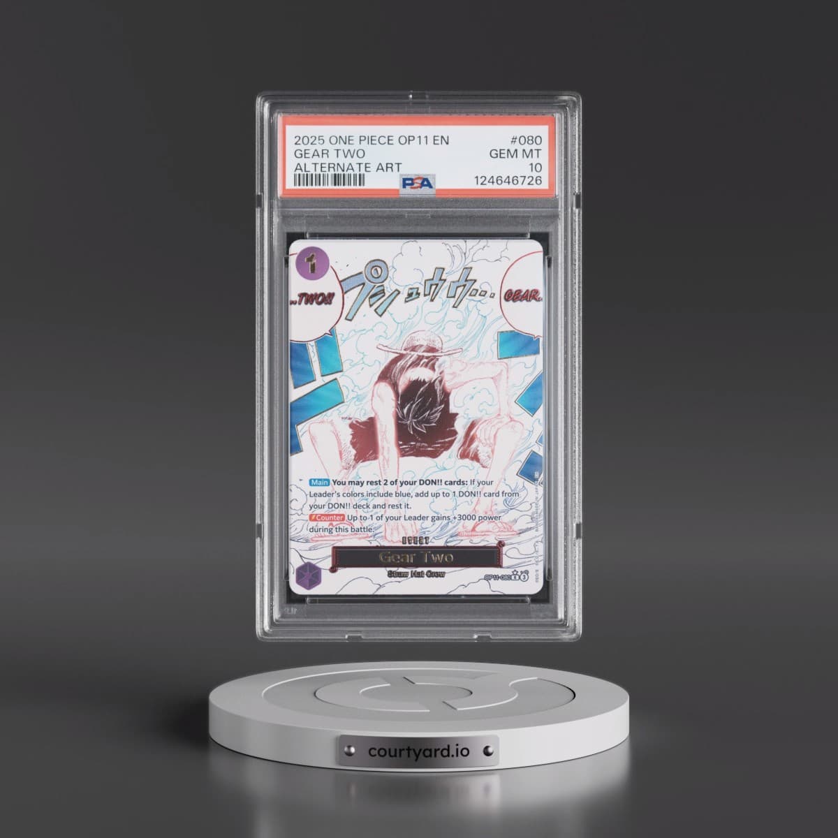 2025 One Piece OP11-A Fist of Divine Speed #080 Gear Two - Alternate Art (PSA 10 GEM MINT)