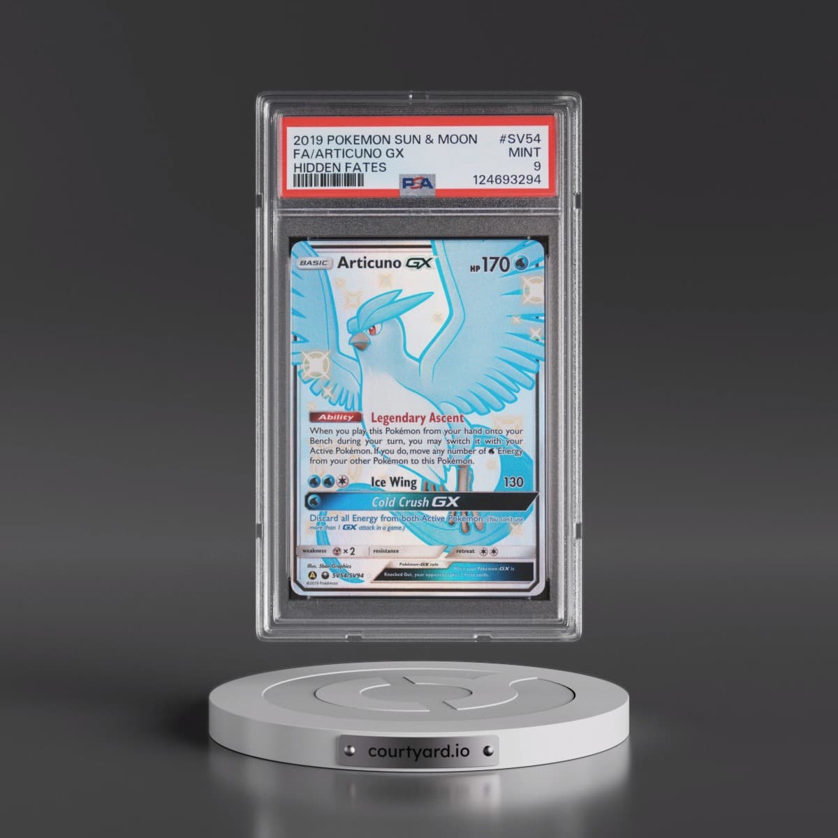 2019 Pokémon Sun & Moon Hidden Fates #SV54 Articuno GX - Holo Full Art (PSA 9 MINT)