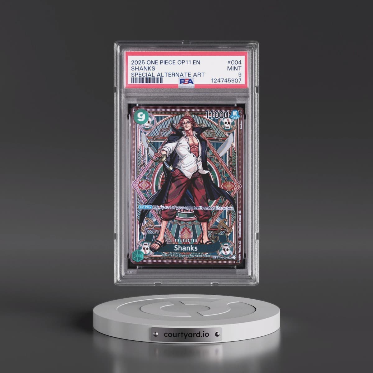 2025 One Piece OP11-A Fist of Divine Speed #004 Shanks - Special Alternate Art (PSA 9 MINT)