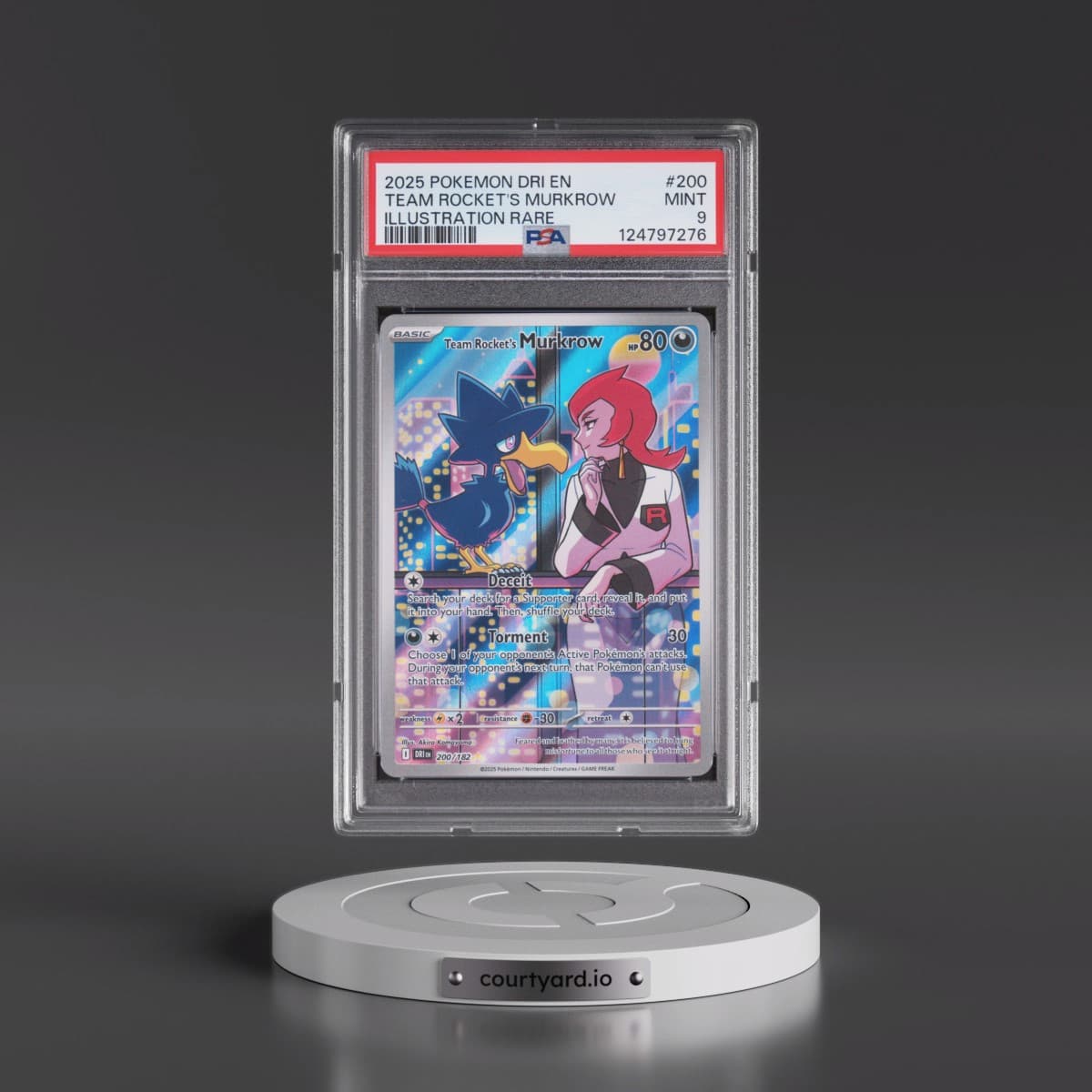 2025 Pokémon Dri EN-Destined Rivals #200 Team Rocket's Murkrow - Illustration Rare (PSA 9 MINT)