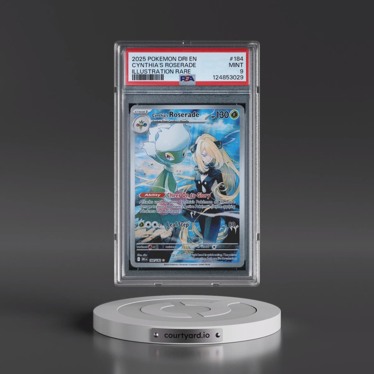 2025 Pokémon Dri EN-Destined Rivals #184 Cynthia's Roserade - Illustration Rare (PSA 9 MINT)