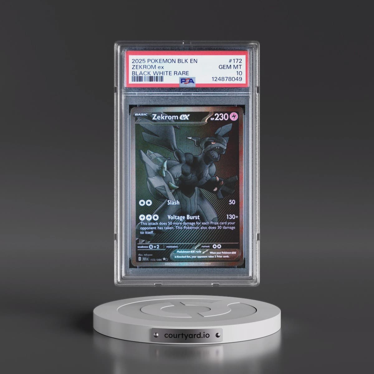 2025 Pokémon Blk EN-Black Bolt #172 Zekrom EX - Holo Black White Rare (PSA 10 GEM MINT)