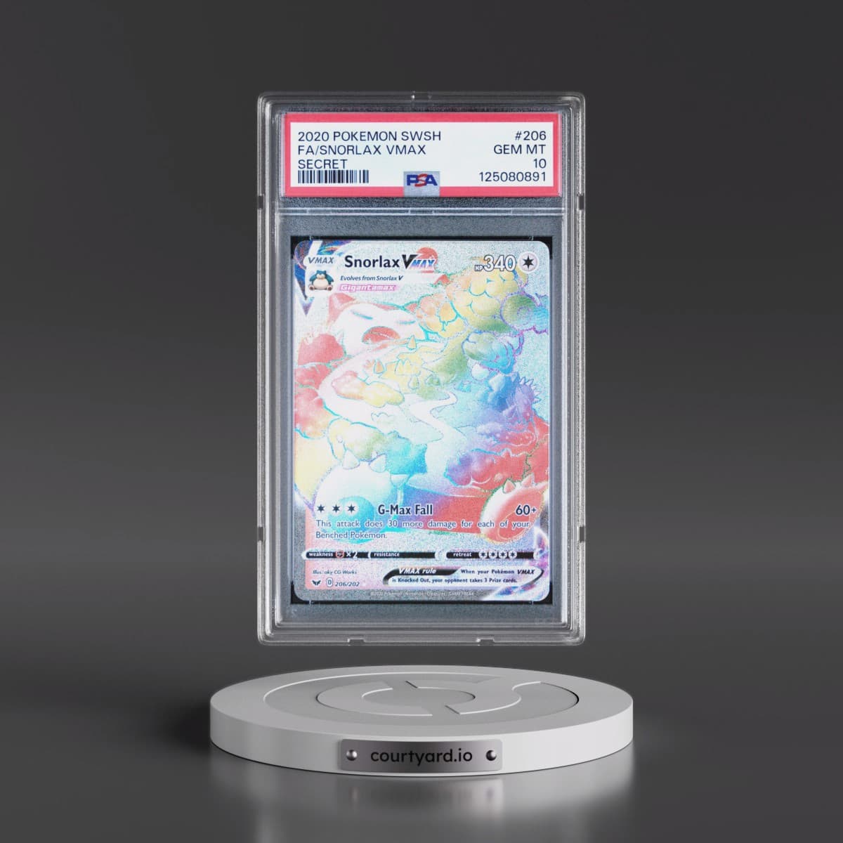 2020 Pokémon Sword & Shield #206 Snorlax Vmax - Full Art Secret (PSA 10 GEM MINT)
