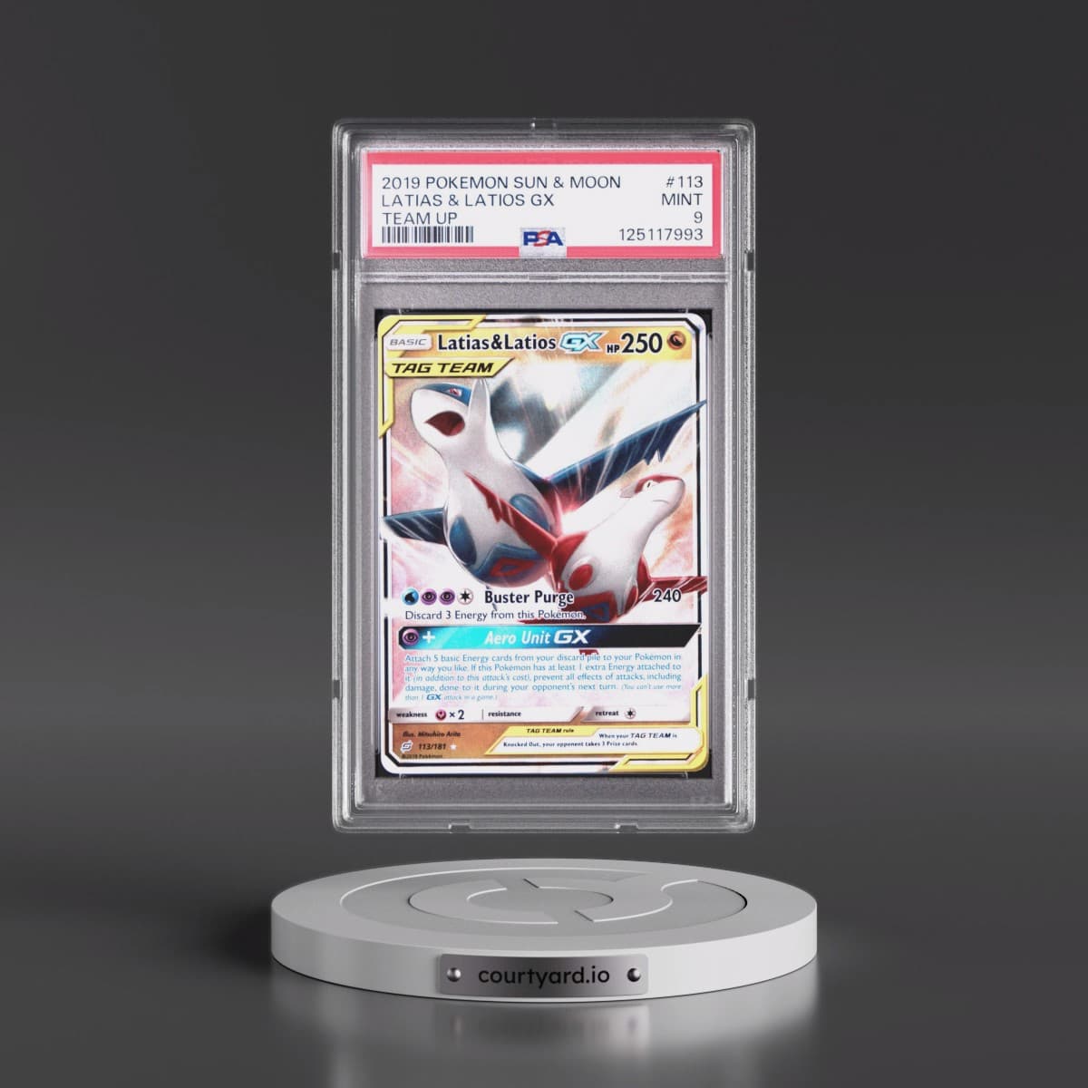 2019 Pokémon Sun & Moon Team Up #113 Latias & Latios GX - Holo (PSA 9 MINT)